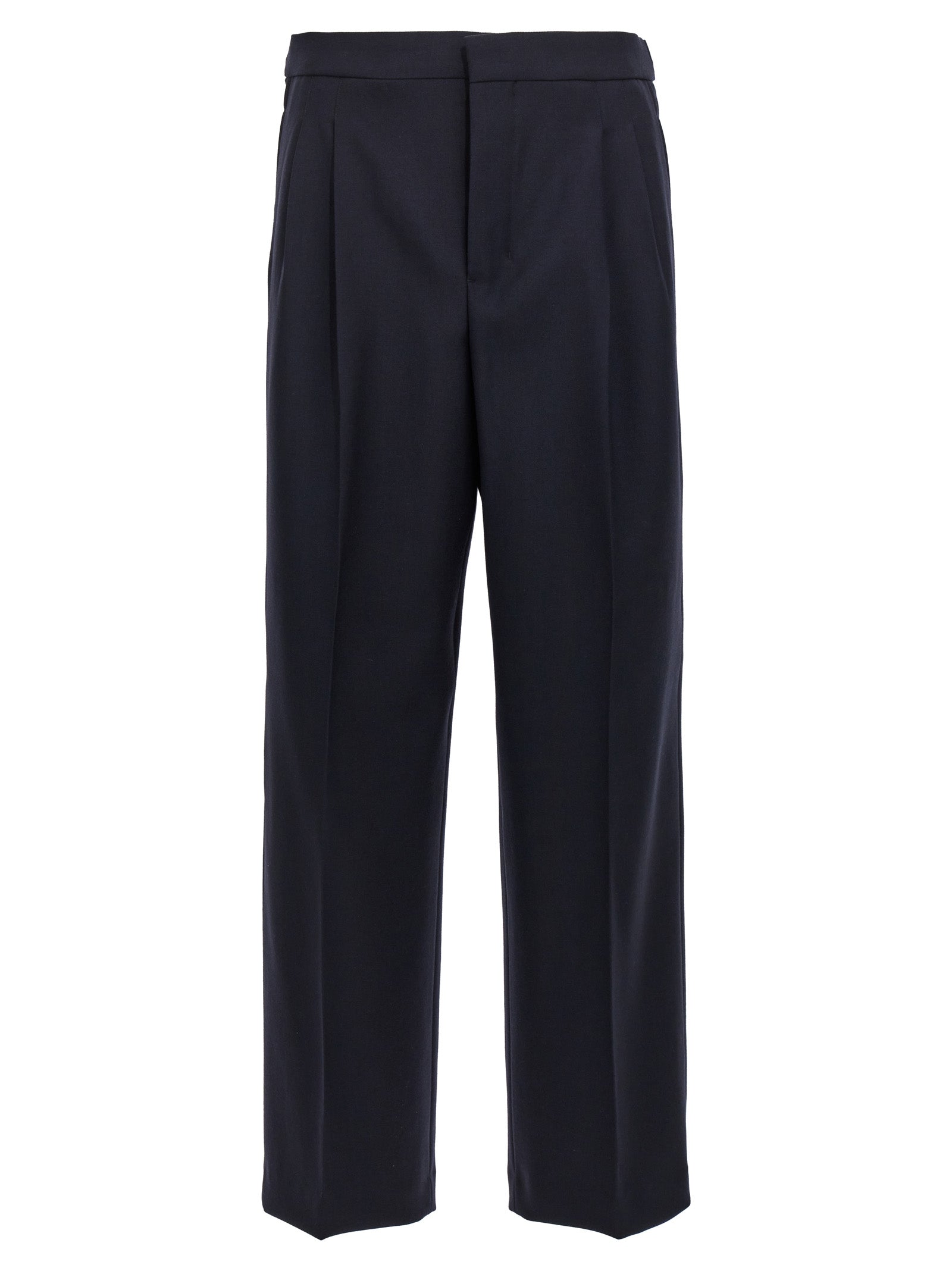 Ami Paris-Front Pleat Pantaloni Blu-Uomo