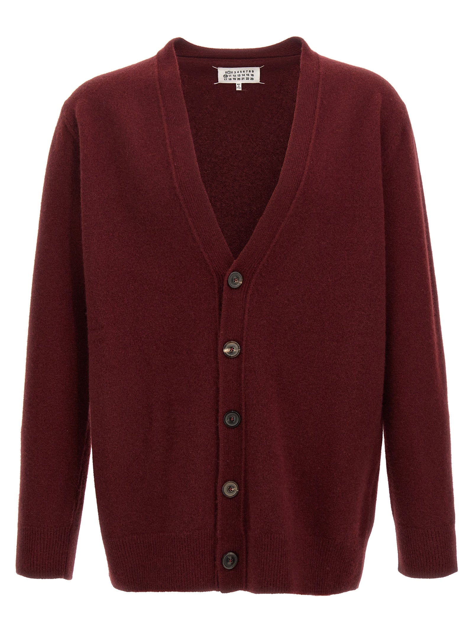 Maison Margiela-Wool Cardigan Maglioni Bordeaux-Uomo