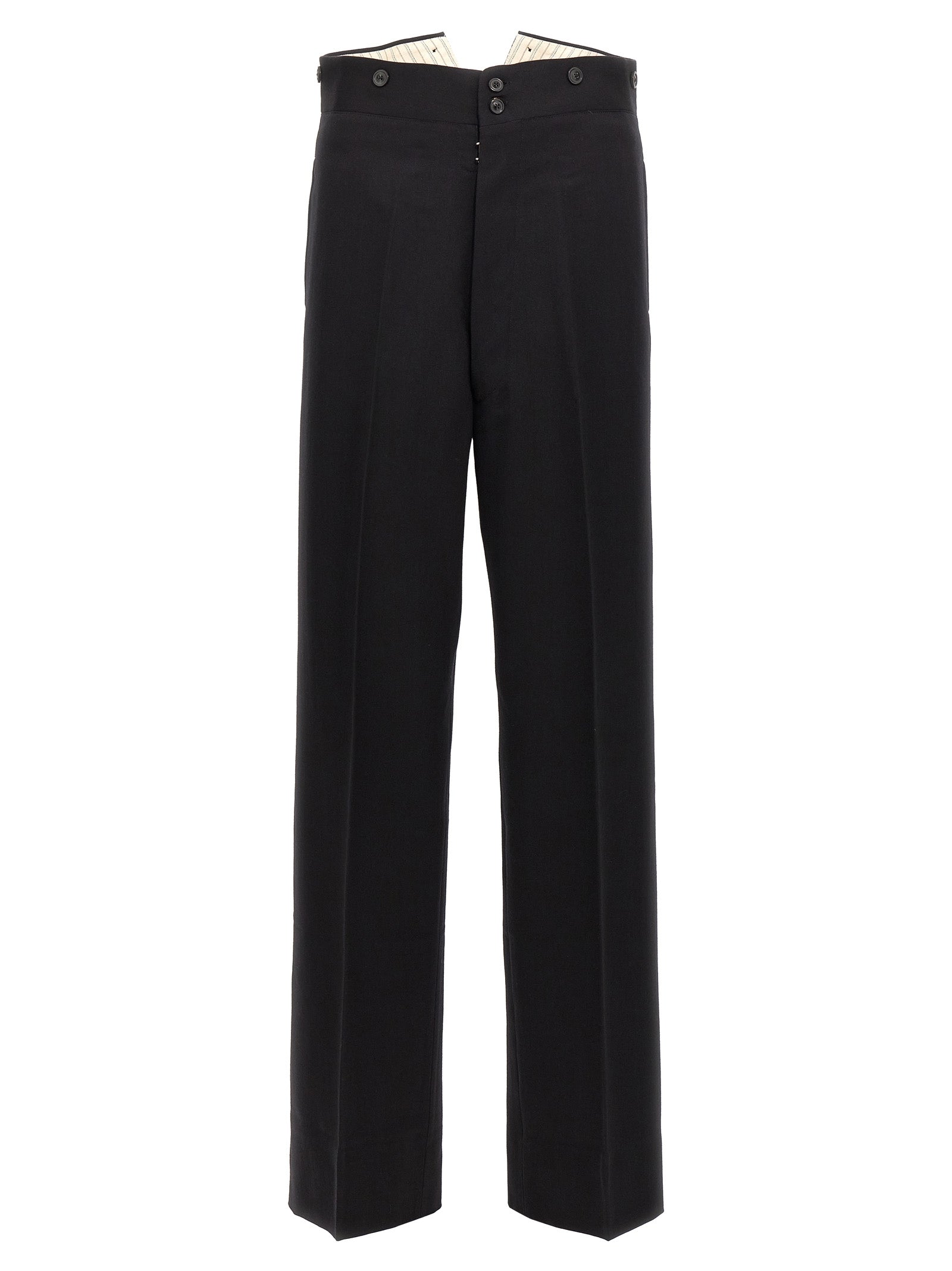 Maison Margiela-Strap Wool Pantaloni Nero-Donna