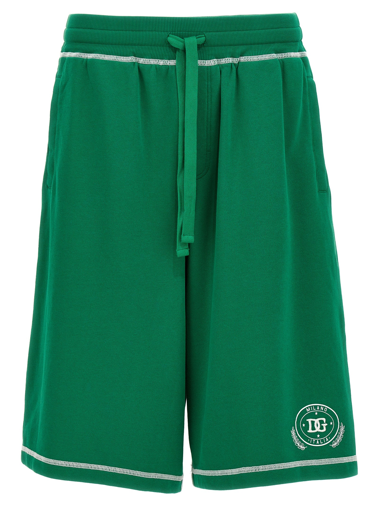 Dolce & Gabbana-Logo Bermuda Shorts Bermuda, Short Verde-Uomo