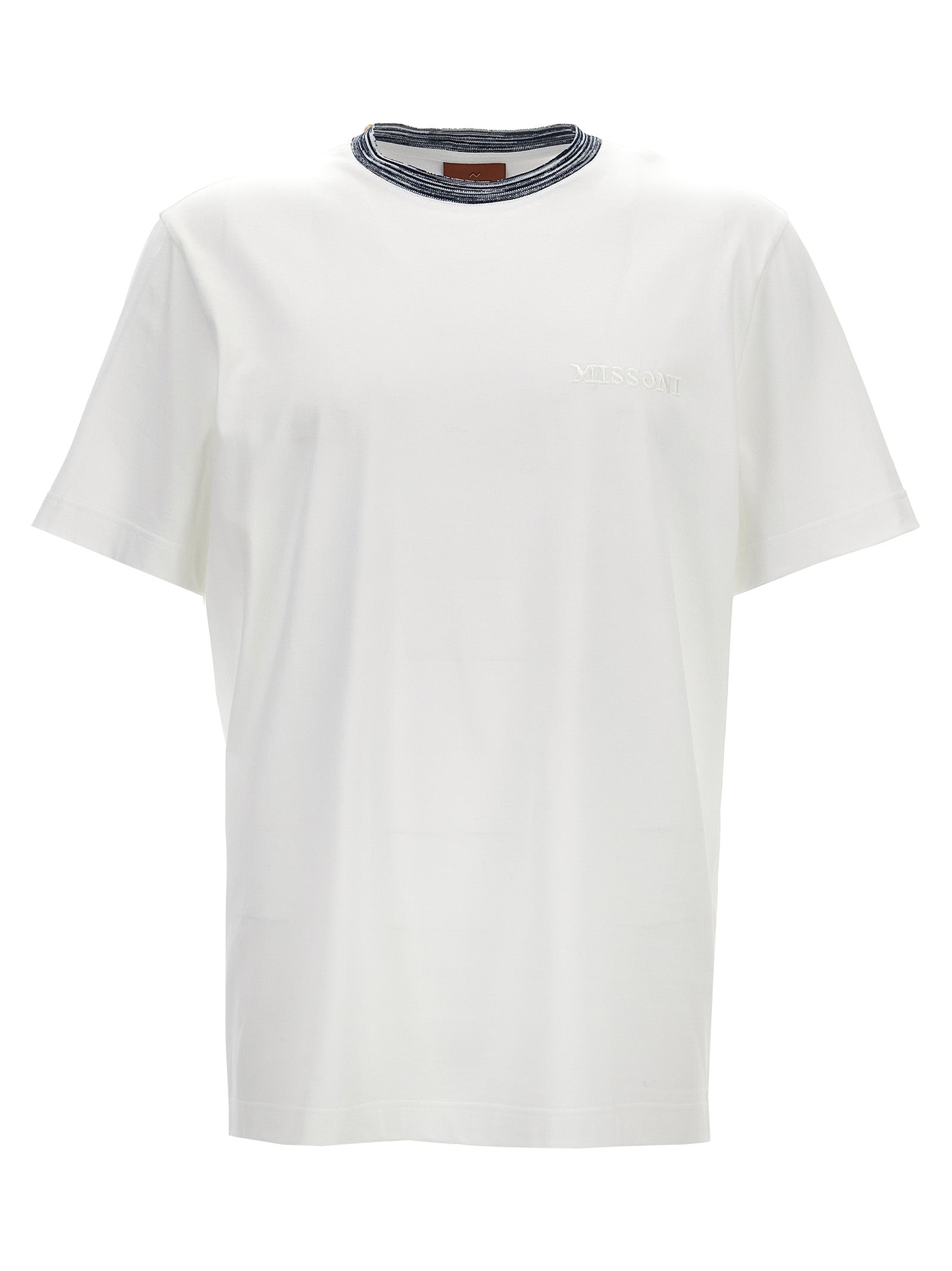 Missoni-Logo Embroidery T Shirt Bianco-Uomo