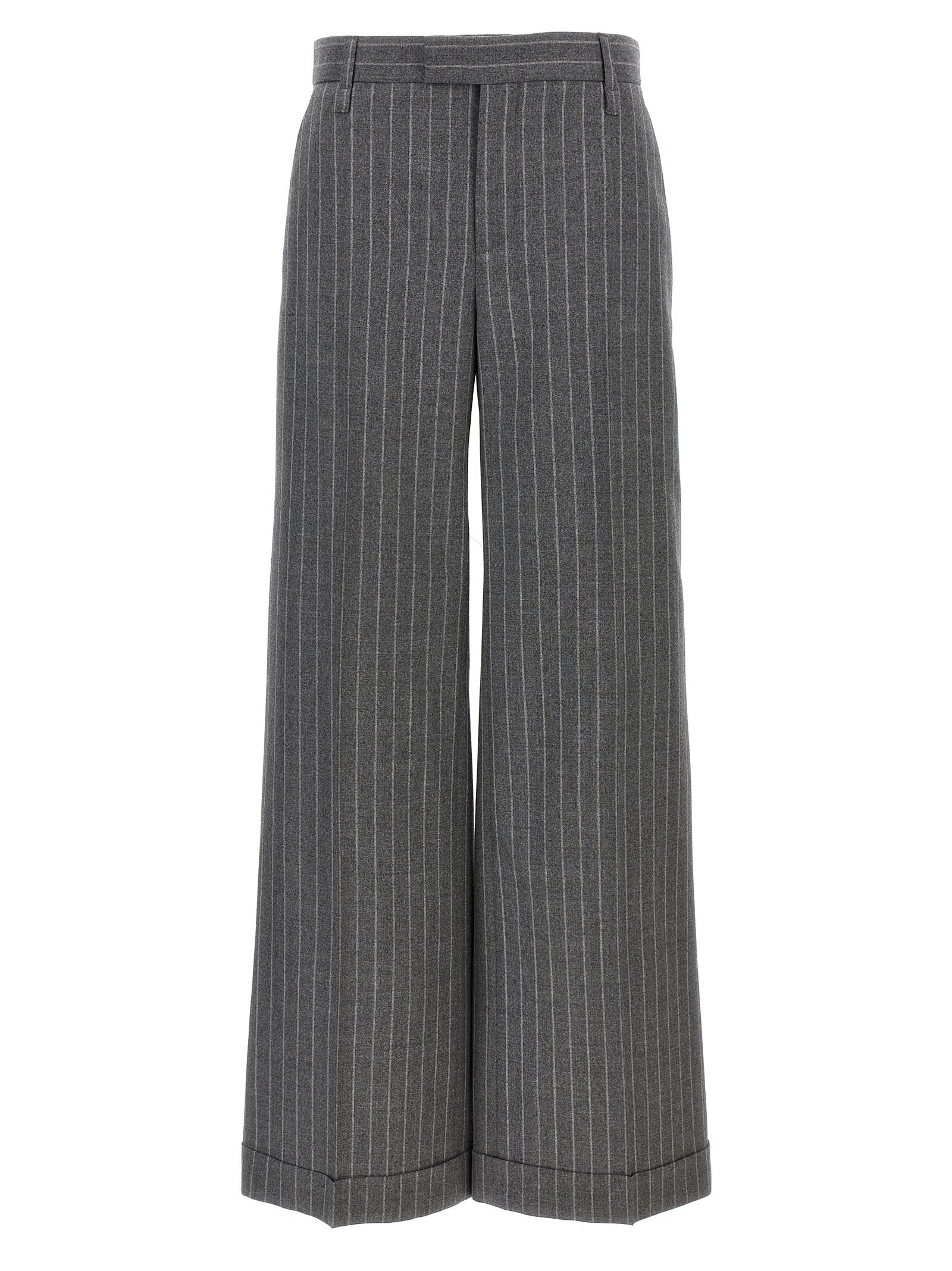 Brunello Cucinelli-Pinstripe Pantaloni Grigio-Donna