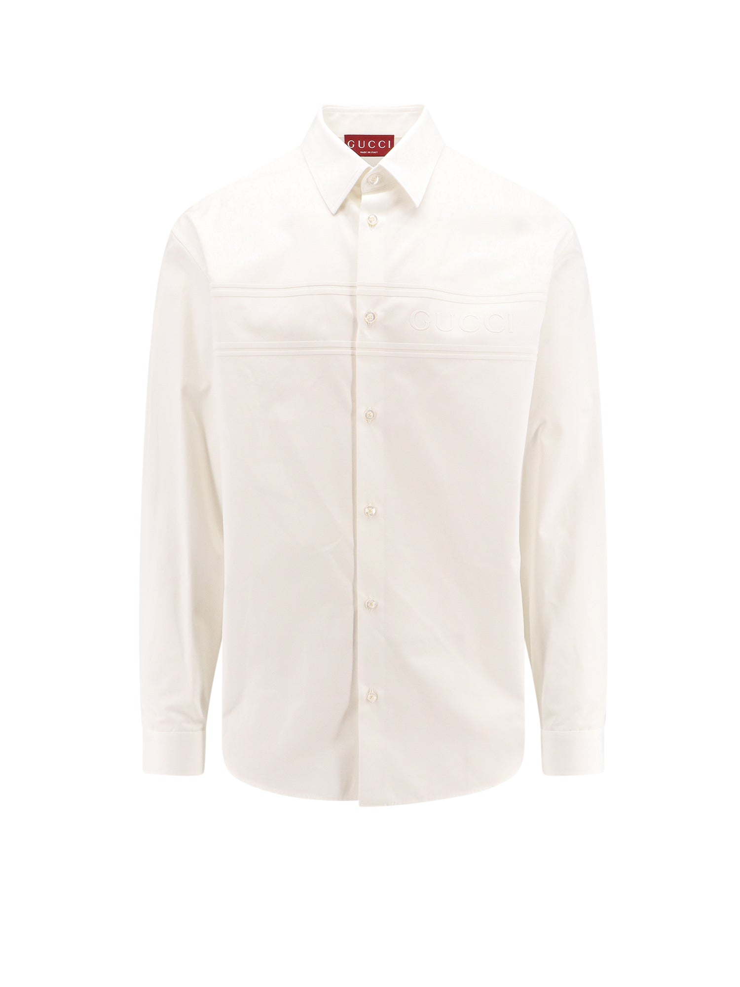 Gucci-Camicia in cotone con logo frontale-Uomo