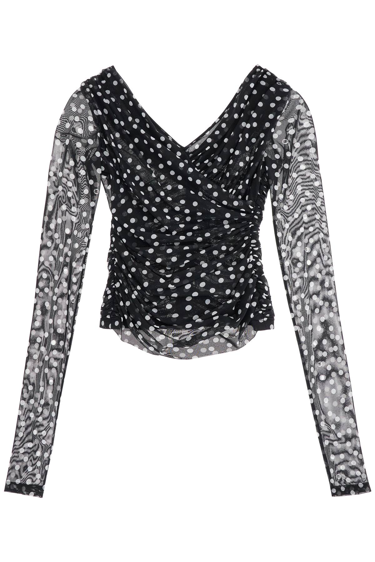 Dolce & Gabbana-Top Drappeggiato A Pois-Donna