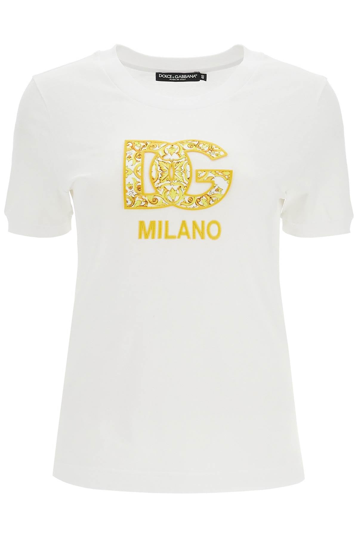 Dolce & Gabbana-T Shirt Con Patch Dg Maiolica-Donna