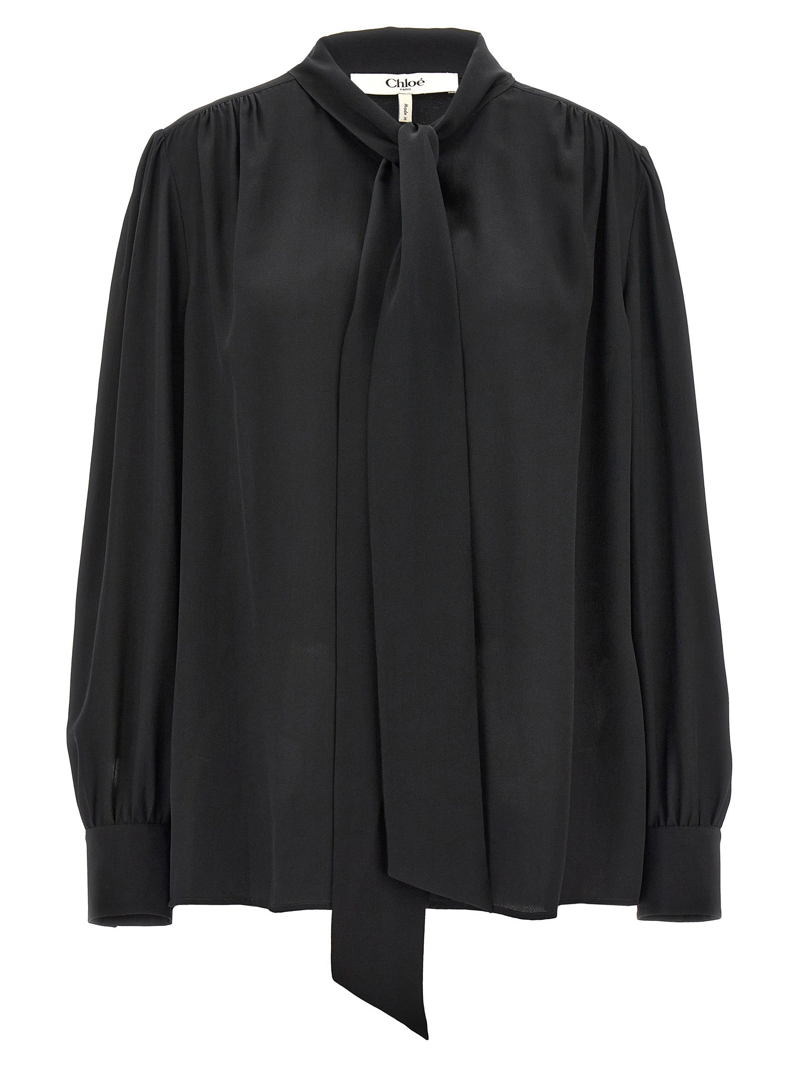 Chloé-Bow Shirt Camicie Nero-Donna