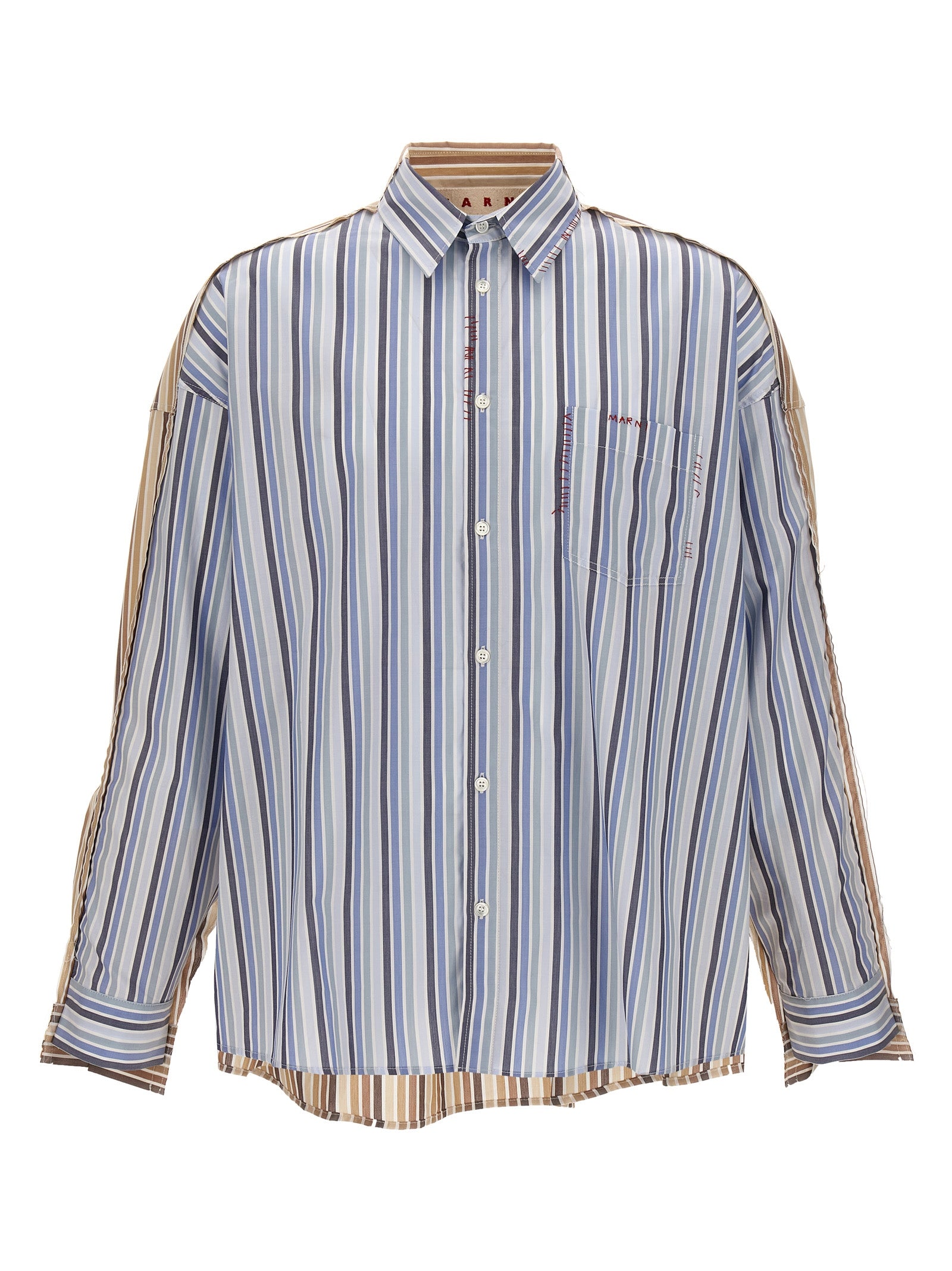 Marni-Unfinished Striped Shirt Camicie Multicolor-Uomo