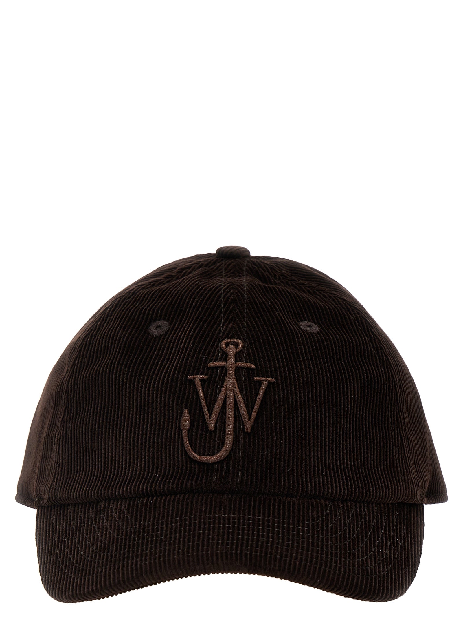 J. W. Anderson-Logo Embroidery Velvet Cap Cappelli Marrone-Uomo