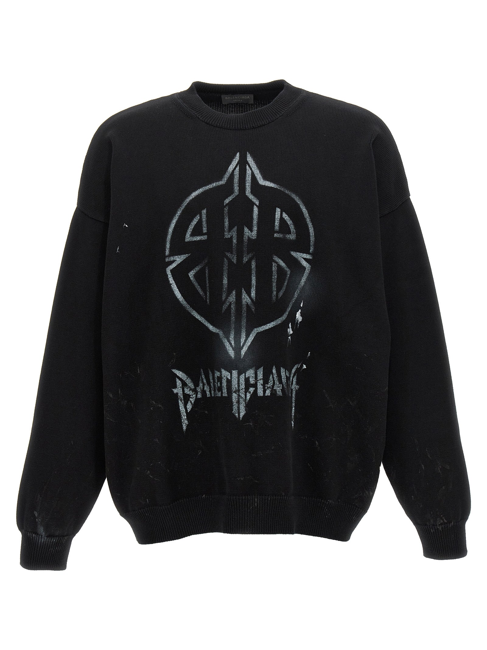 Balenciaga-Logo Sweater Maglioni Bianco/Nero-Uomo