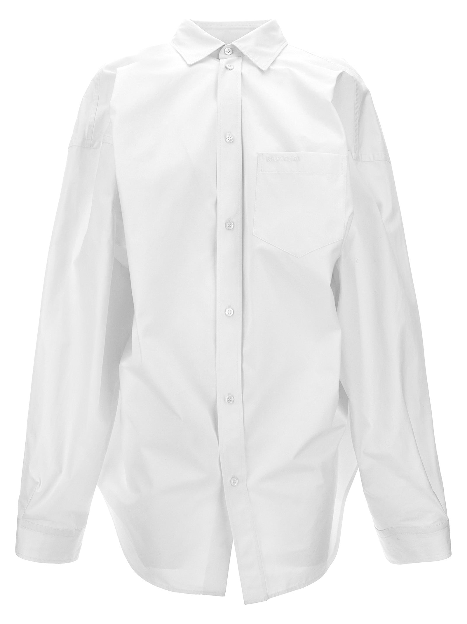 Balenciaga-Asymmetric Shirt With Logo Embroidery Camicie Bianco-Donna