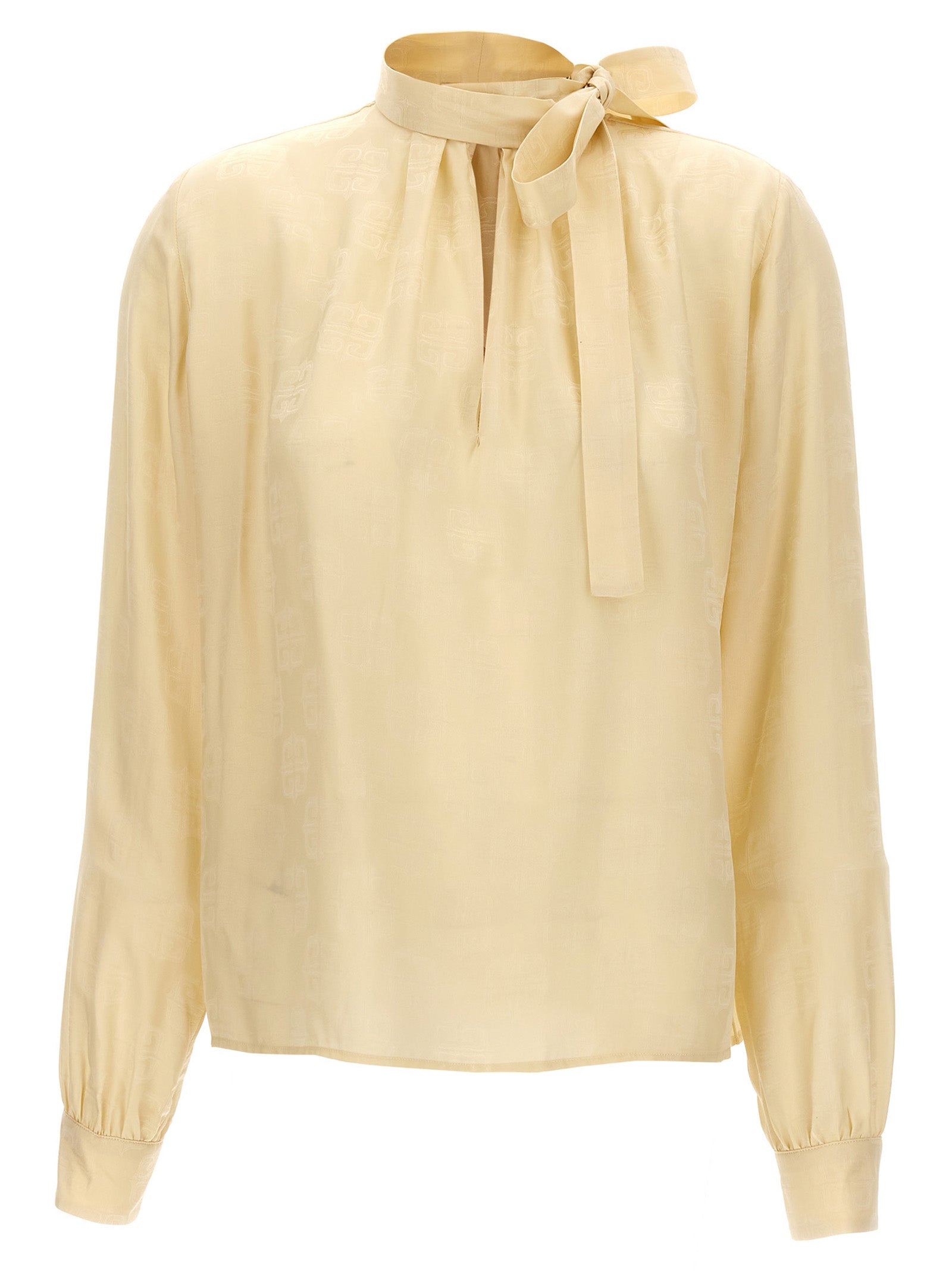 Givenchy-Logo Lavalliere Shirt Camicie Beige-Donna