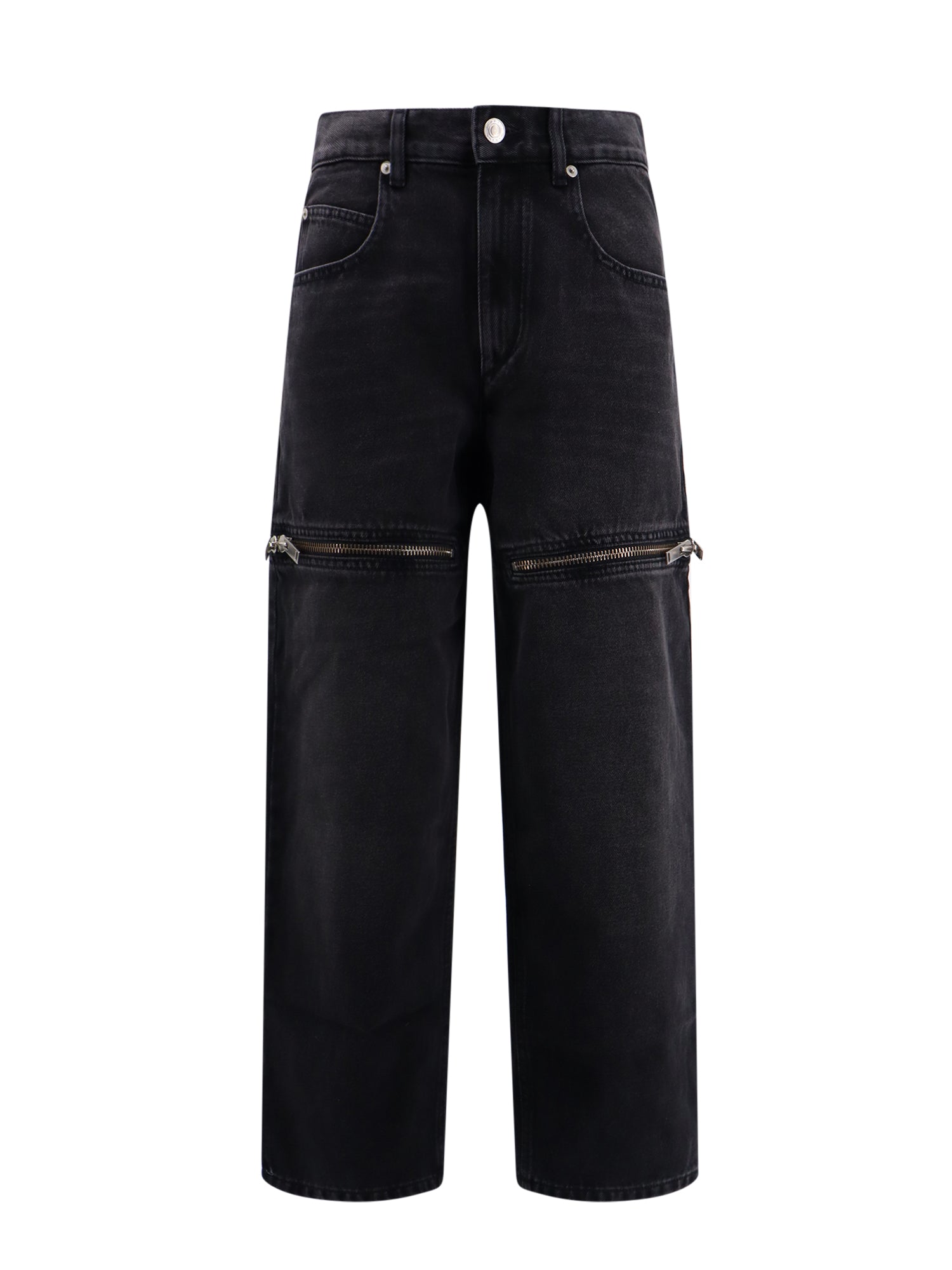 Marant Etoile-Jeans in dneim biologico con dettaglio zip frontale-Donna