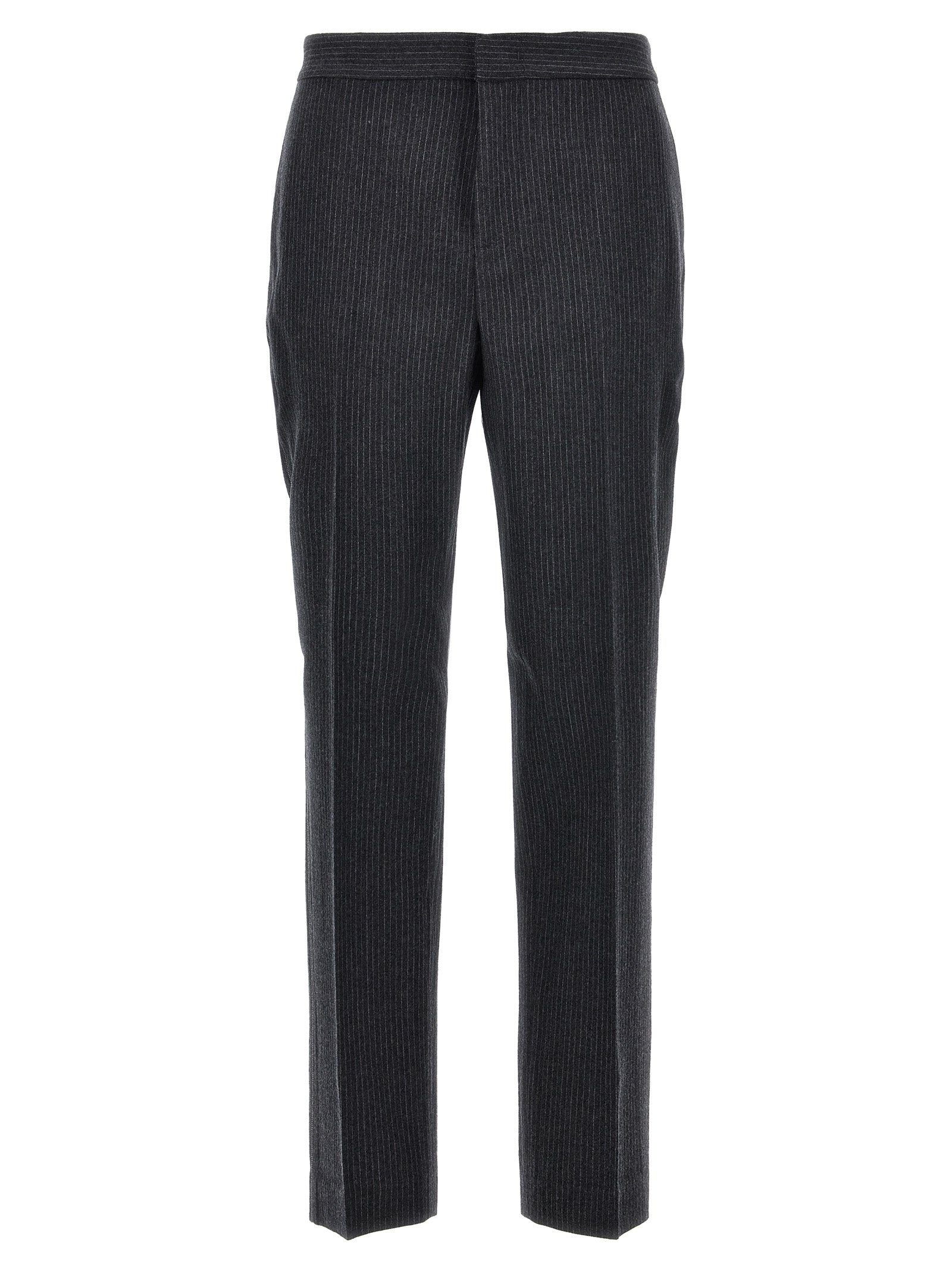 Fabiana Filippi-Pinstriped With Rhinestone Detail Pantaloni Grigio-Donna