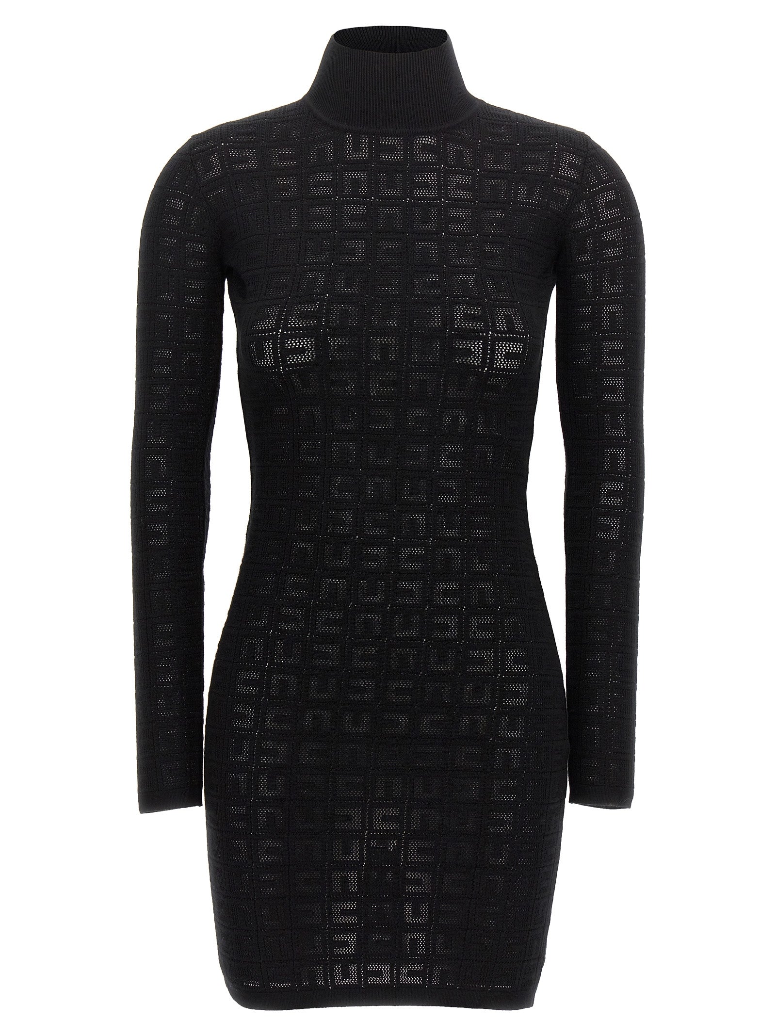 Elisabetta Franchi-Openwork Logo Dress Abiti Nero-Donna