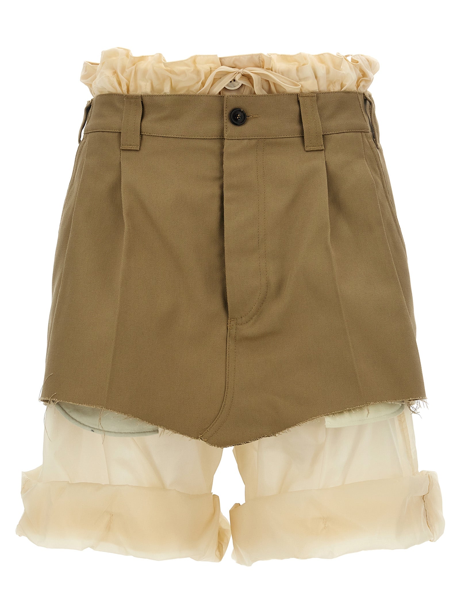 Maison Margiela-Layered Effect Trouser Skirt Bermuda, Short Beige-Donna