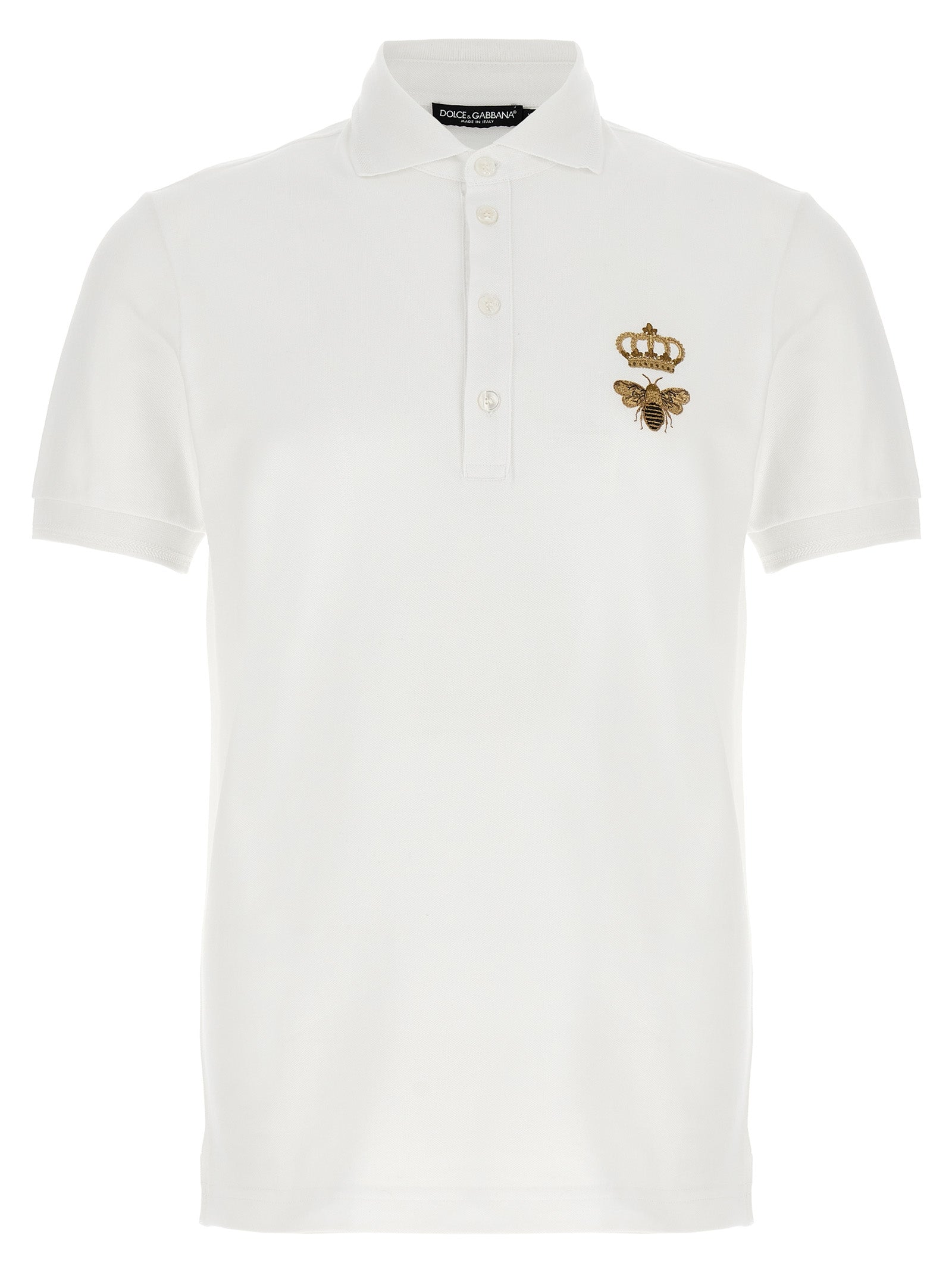 Dolce & Gabbana-Logo Embroidery Shirt Polo Bianco-Uomo