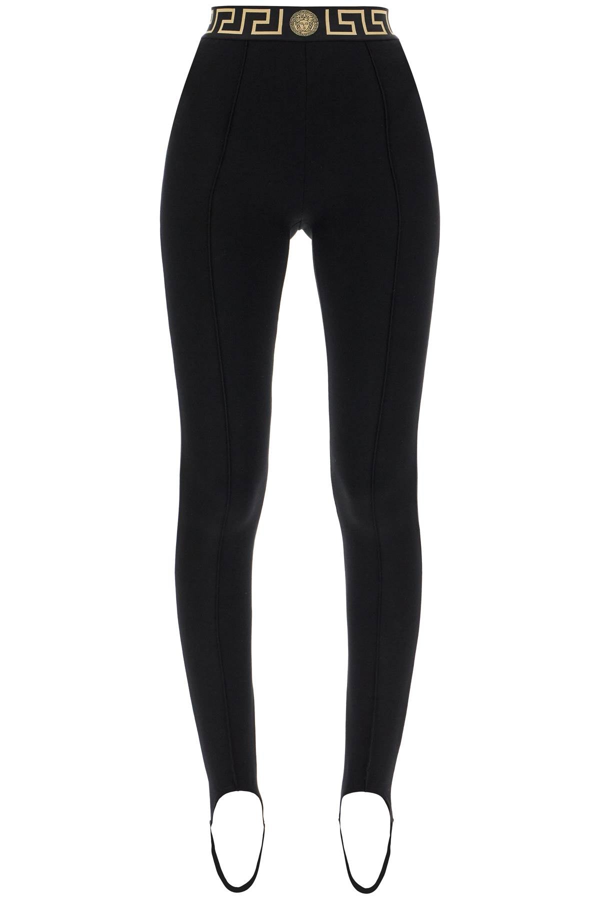 Versace-Leggings Con Staffa E Banda Greca-Donna