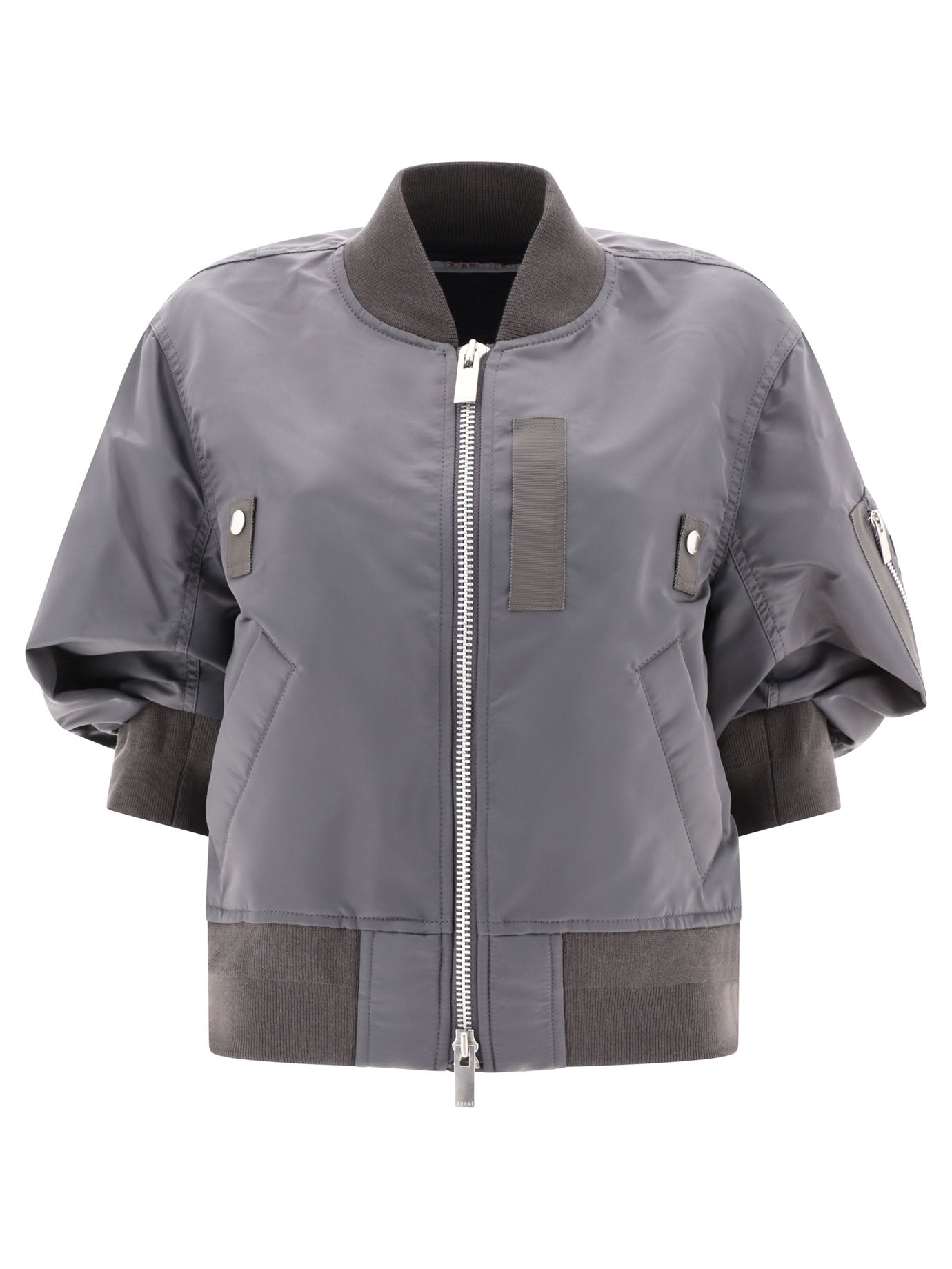 Sacai-Nylon Twill Bomber Jacket Giacche Grey-Donna