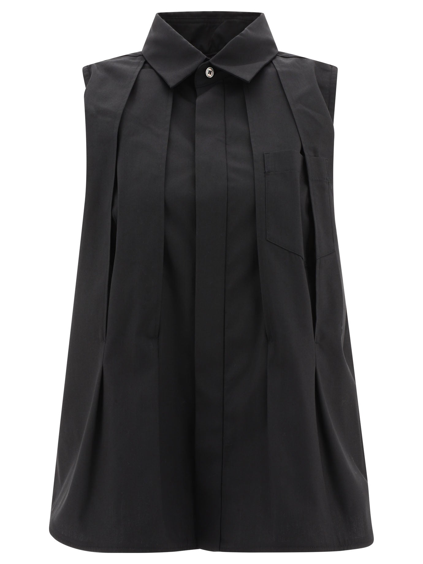 Sacai-Wide Shirt Shirts Nero-Donna