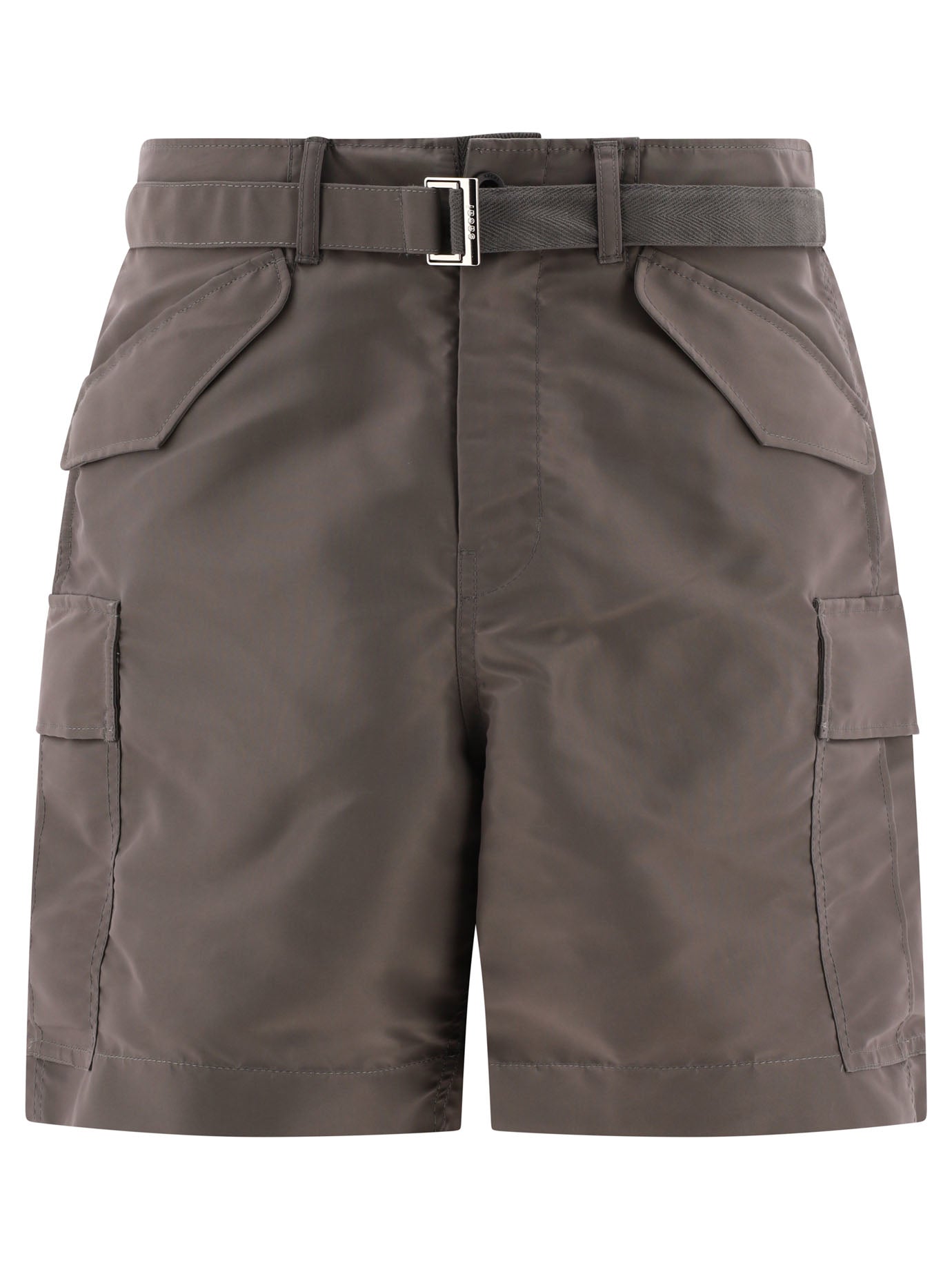 Sacai-Nylon Twill S Short Grey-Uomo