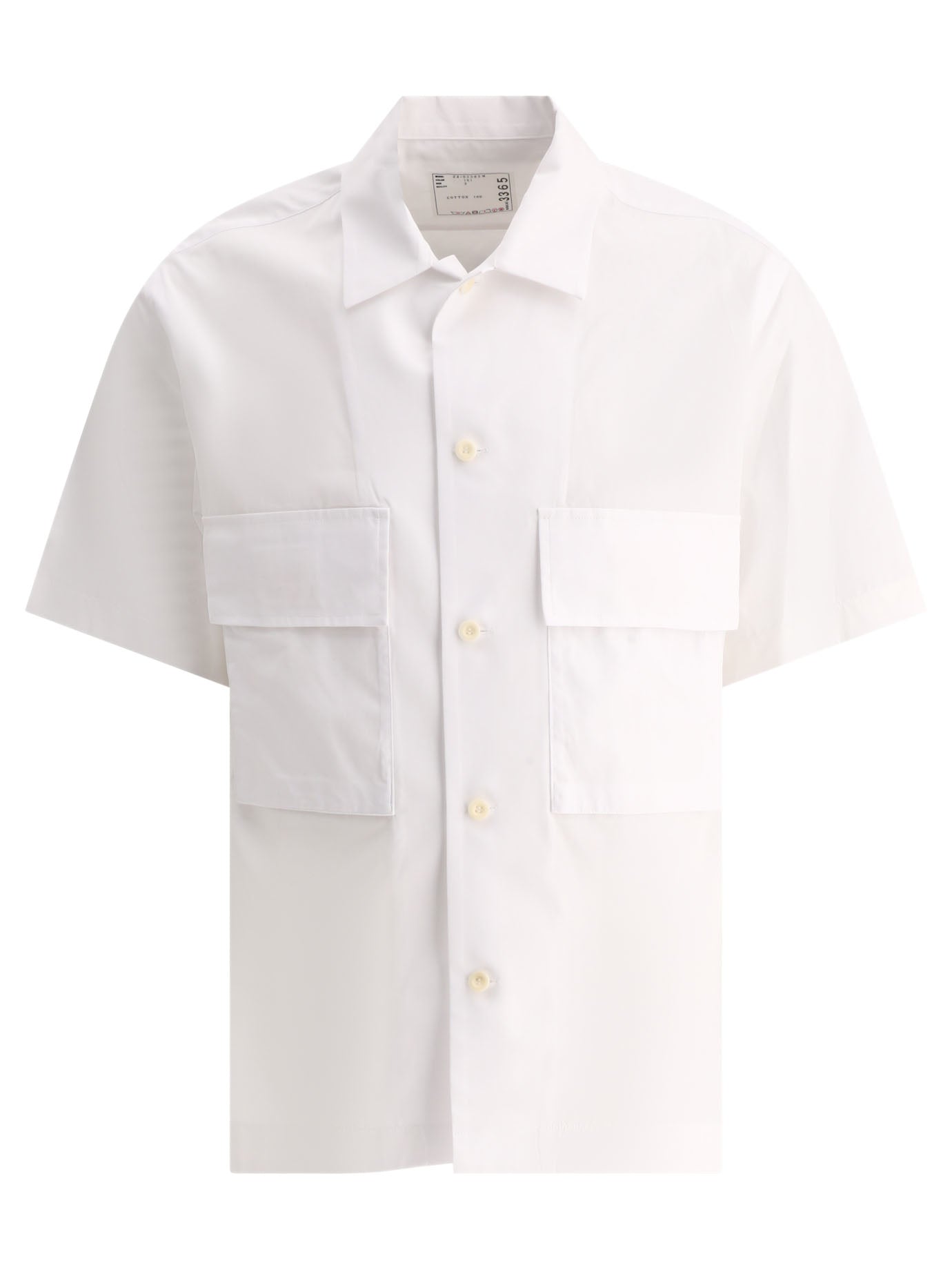 Sacai-Thomas Mason Shirts Bianco-Uomo