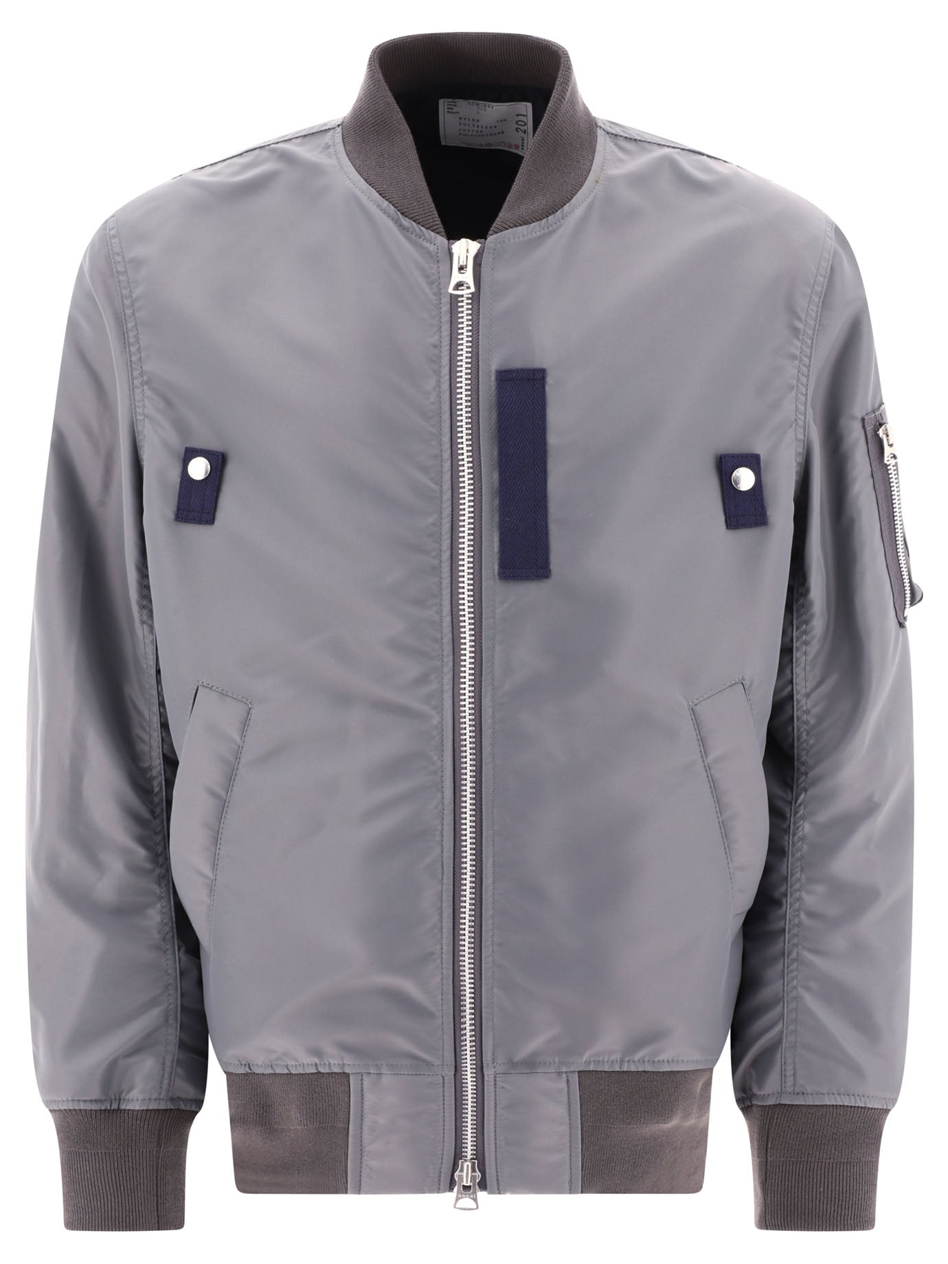 Sacai-Nylon Twill Bomber Jacket Giacche Grey-Uomo