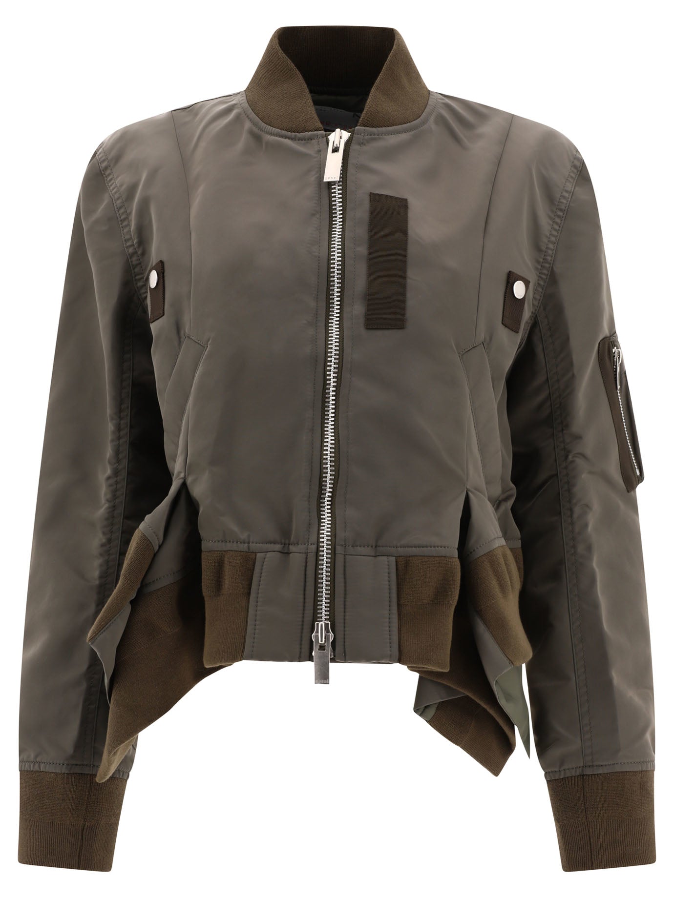 Sacai-Nylon Bomber Jacket Giacche Verde-Donna