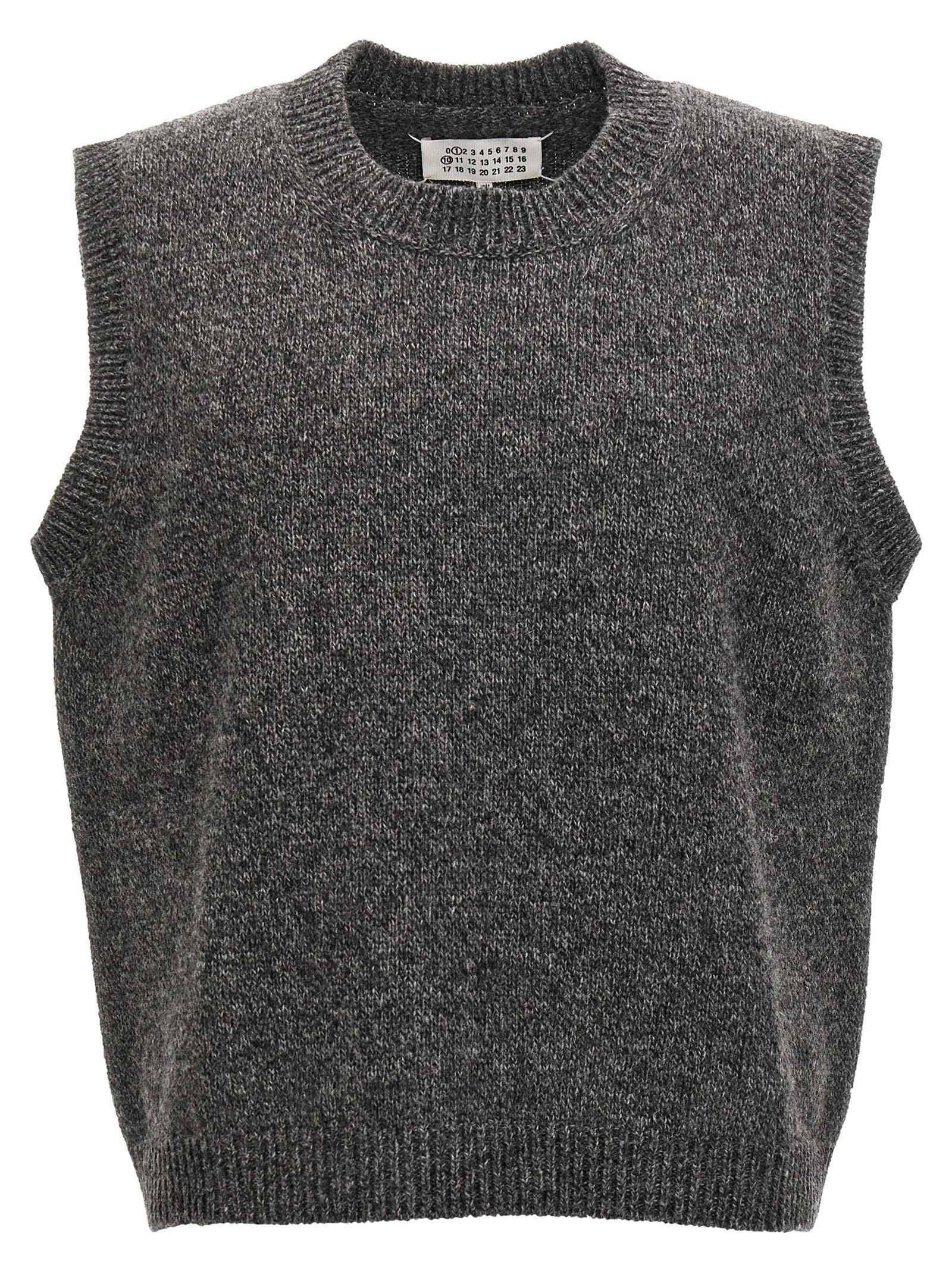 Maison Margiela-Wool Vest Gilet Grigio-Uomo