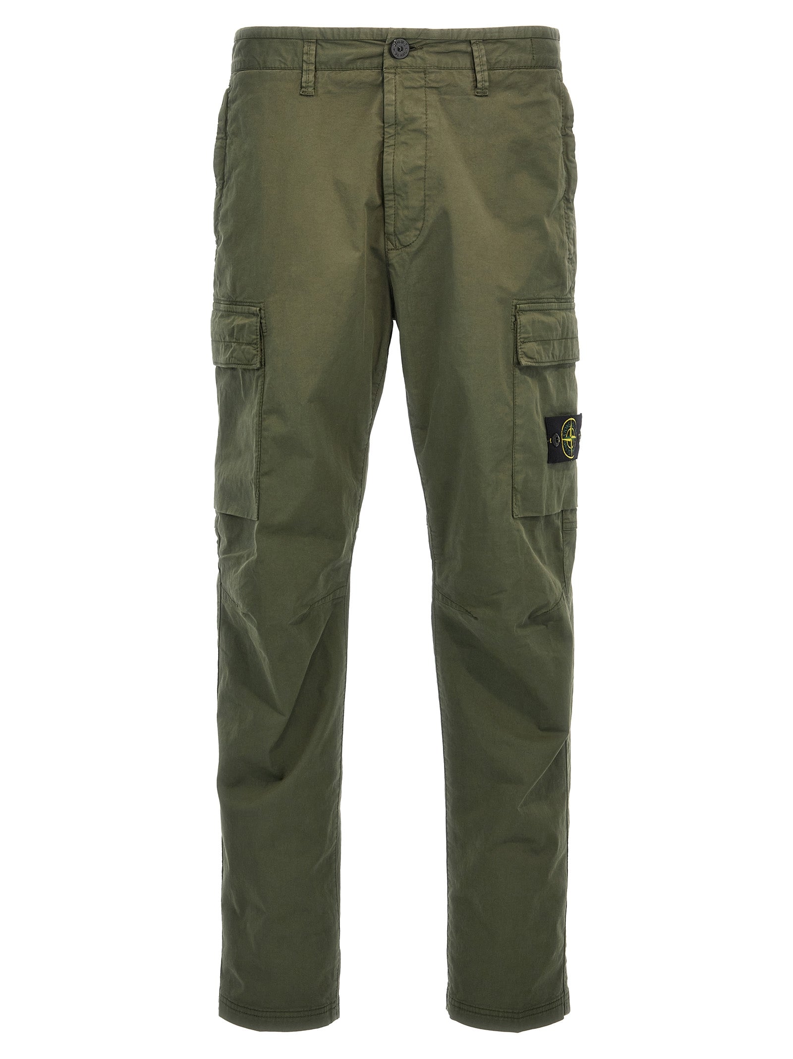 Stone Island-Logo Patch Cargo Pantaloni Verde-Uomo