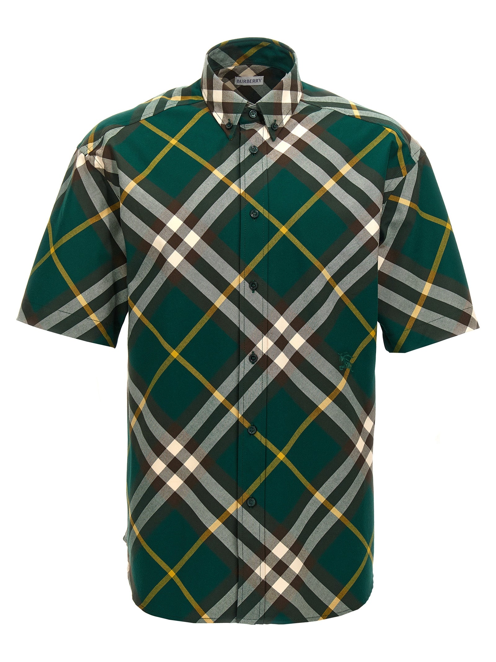 Burberry-Check Shirt Camicie Verde-Uomo