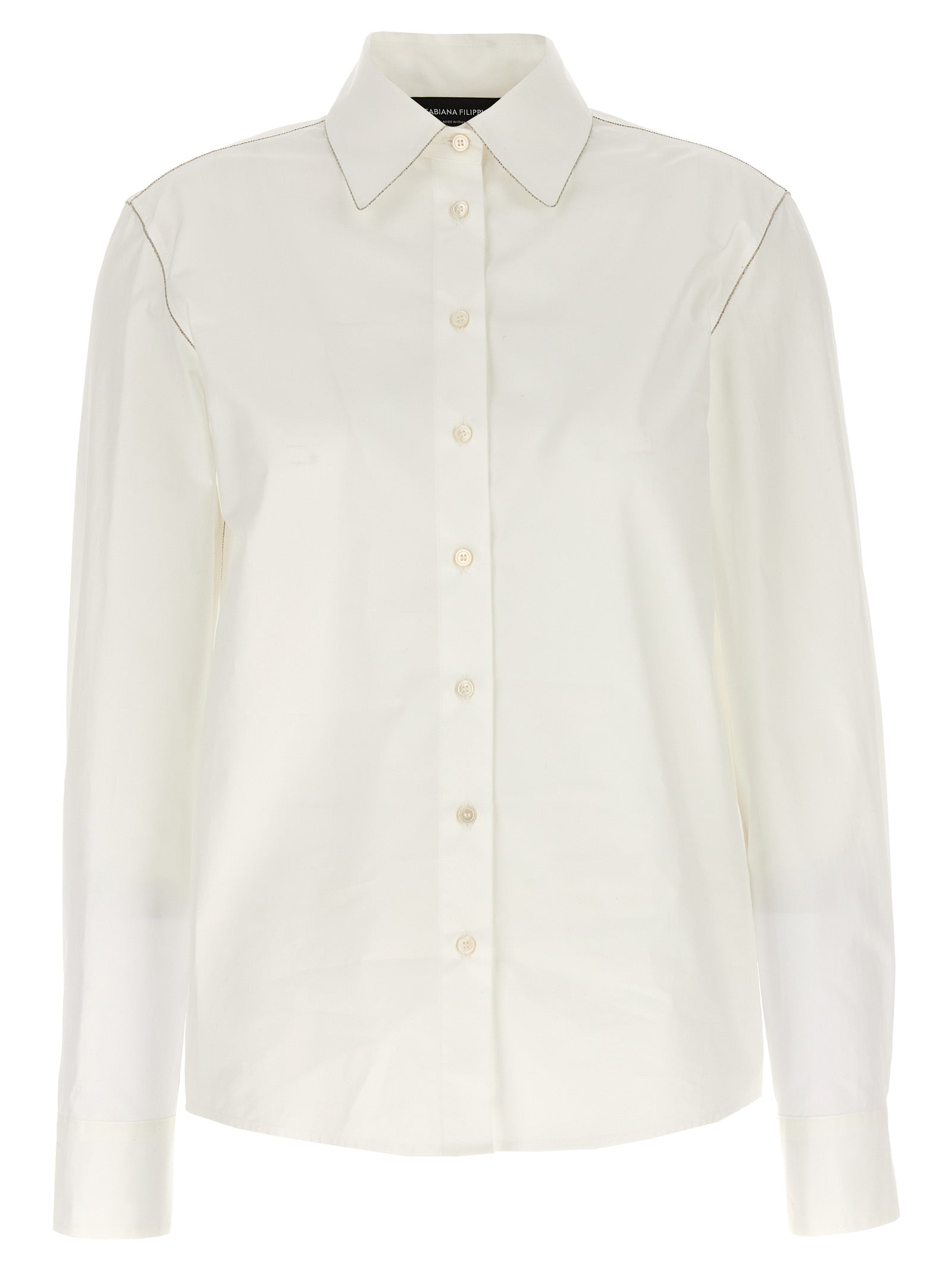 Fabiana Filippi-Rhinestone Detail Shirt Camicie Bianco-Donna