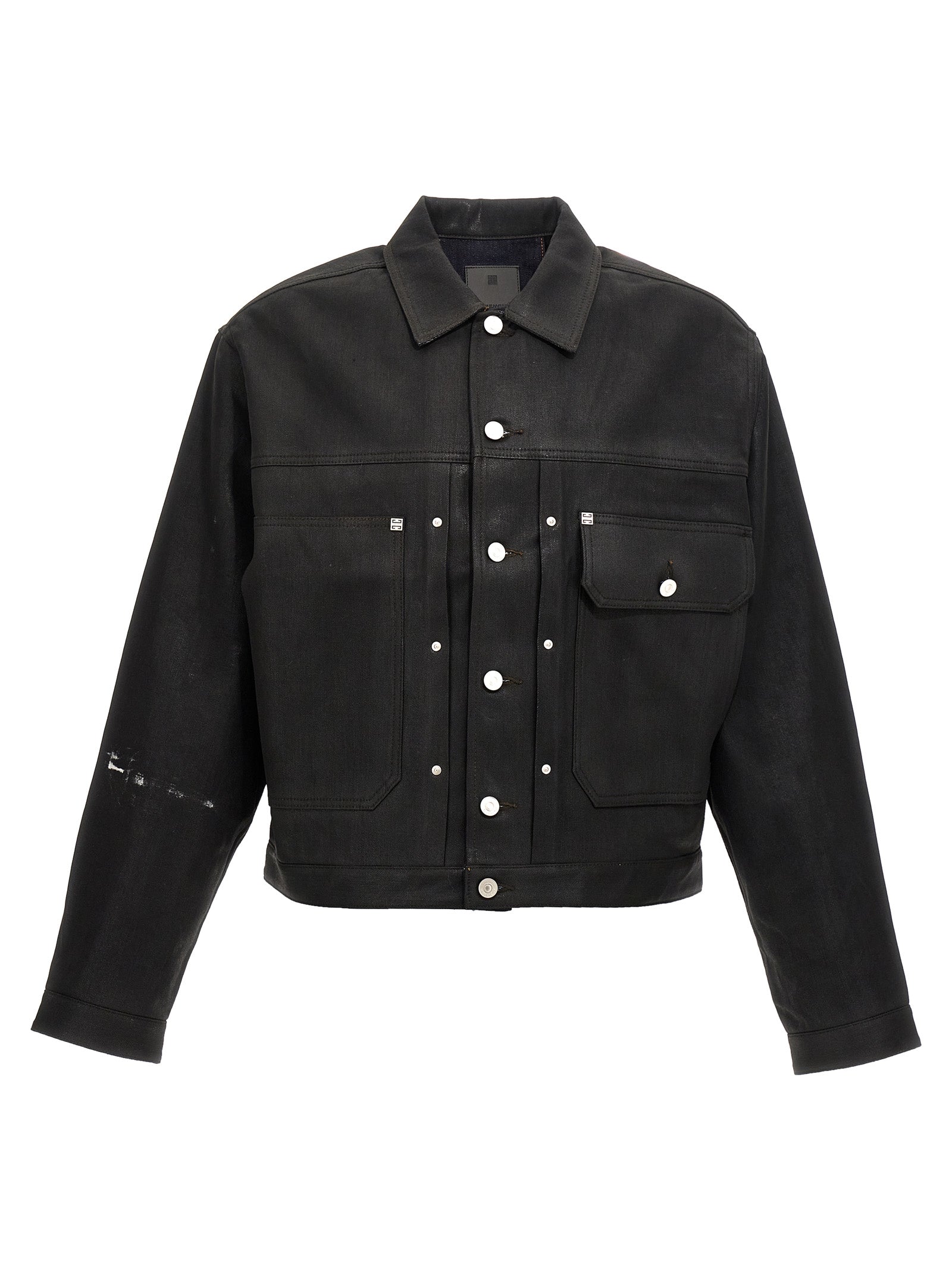 Givenchy-Coated Denim Jacket Giacche Nero-Uomo