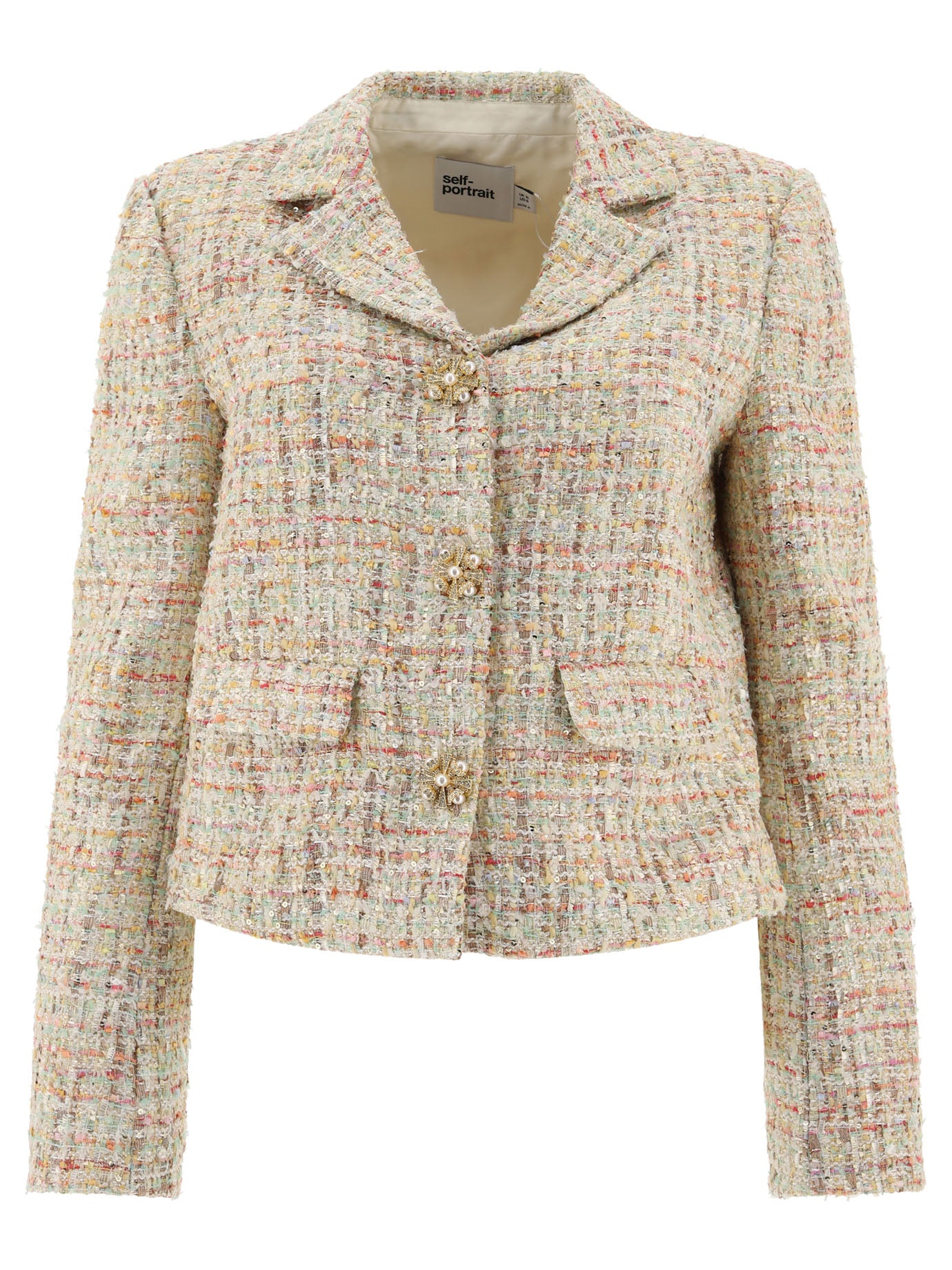 Self-Portrait-Bouclè Jacket Giacche Beige-Donna