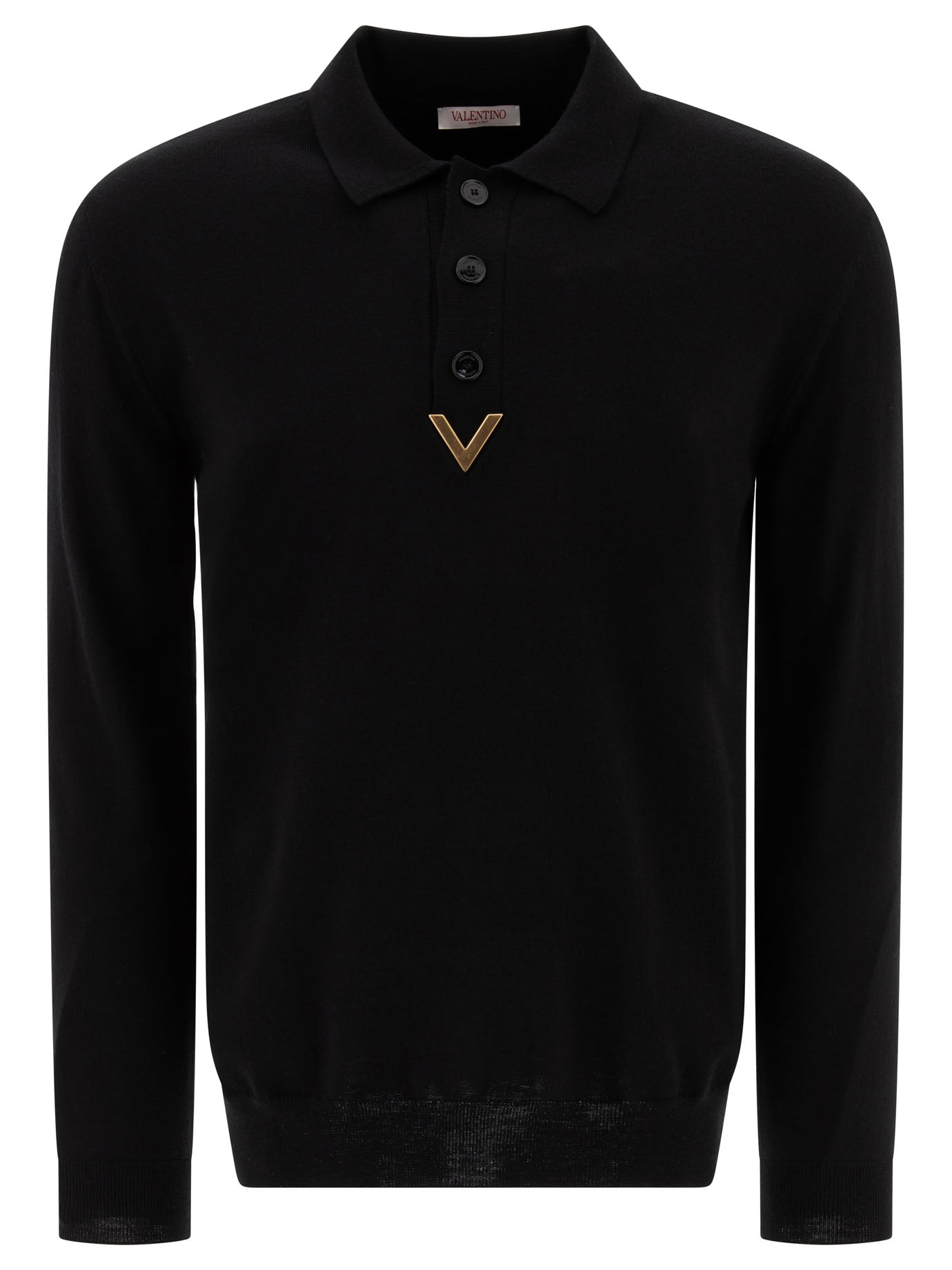 Valentino-Polo Shirt With V Detail Polo Shirts Nero-Uomo