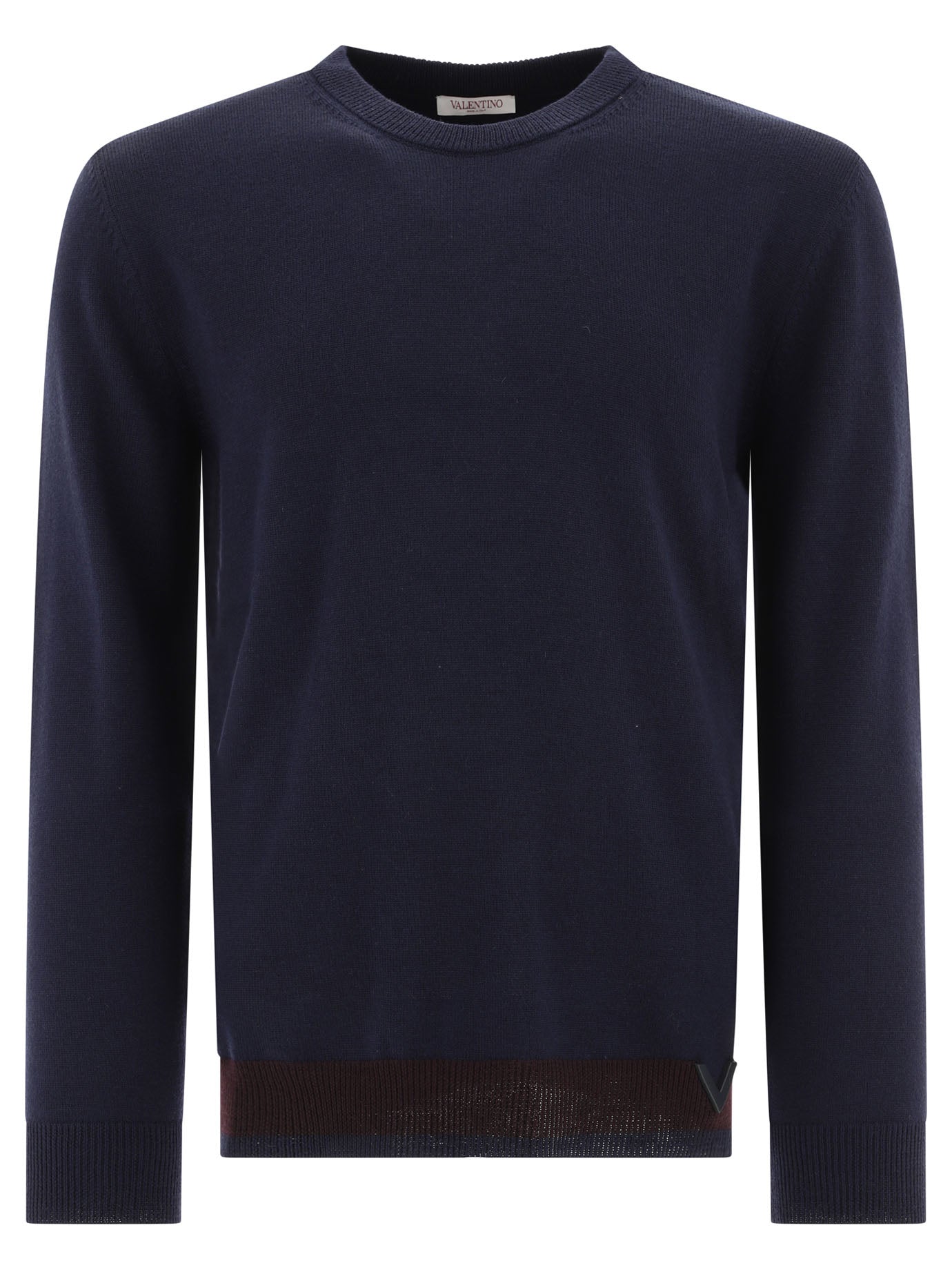 Valentino-Sweater With Rubberised V Detail Knitwear Blu-Uomo