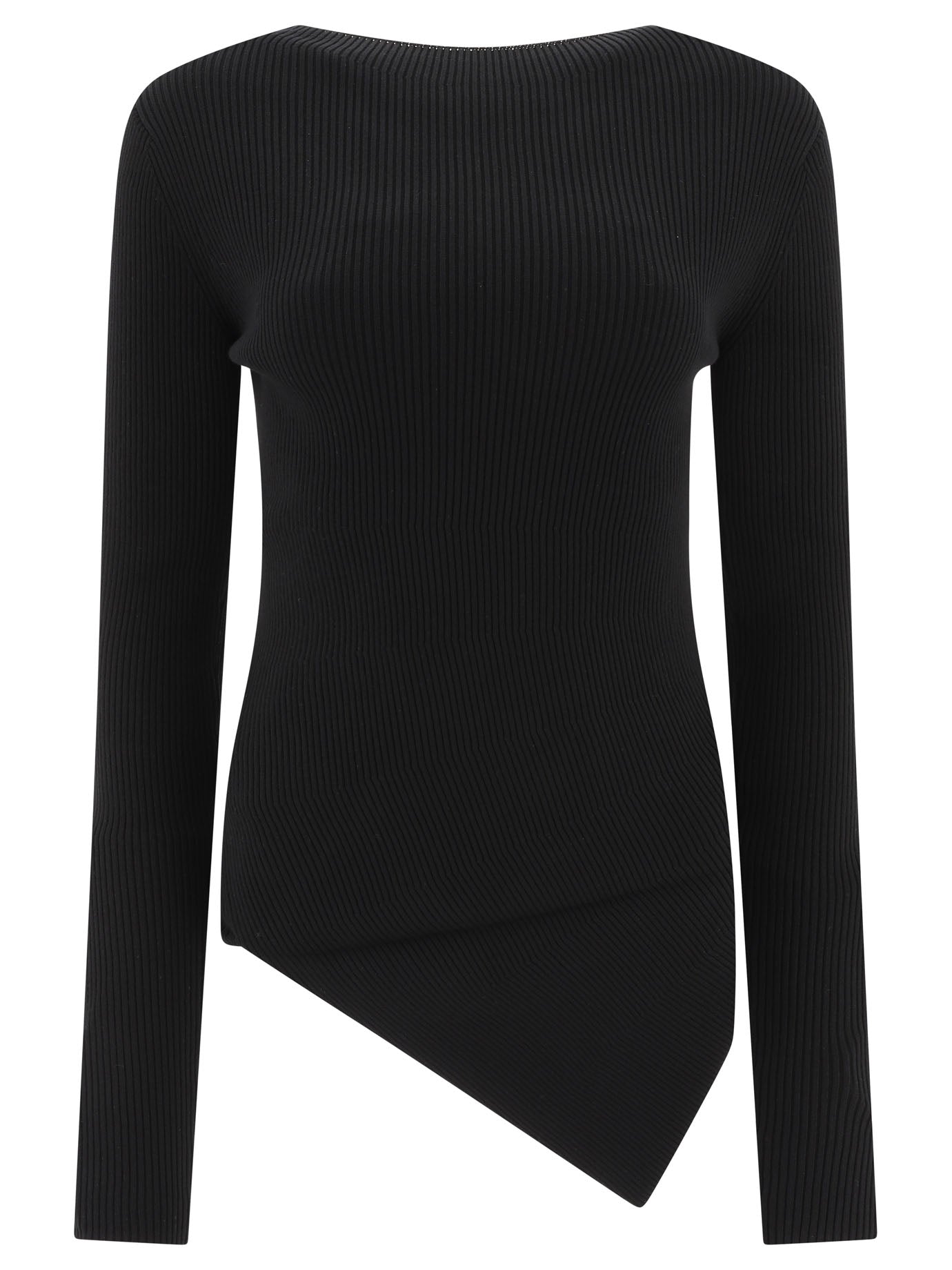 Rick Owens-Ribbed Sweater Knitwear Nero-Donna