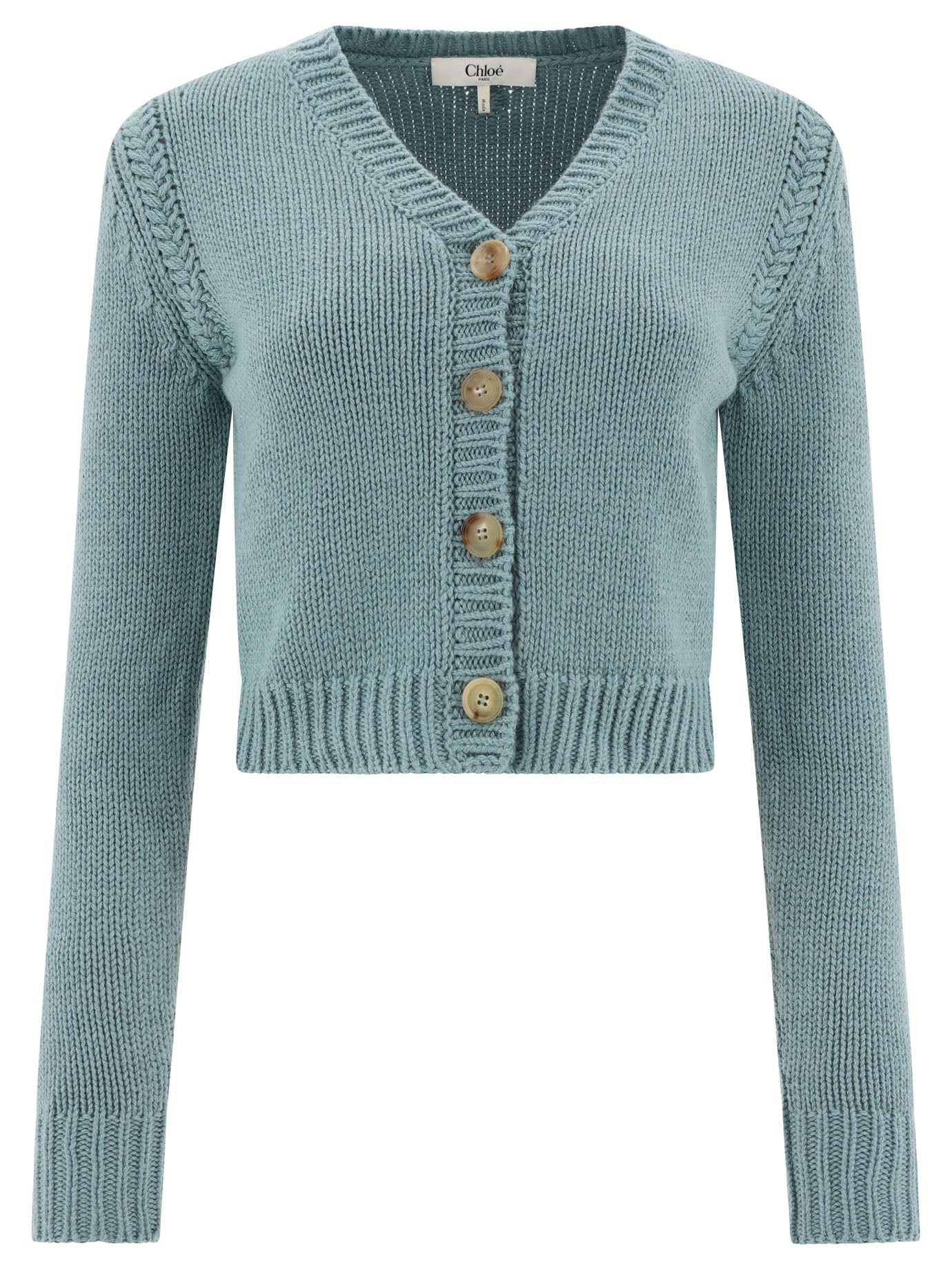 Chloé-Woven Cardigan Knitwear Blu-Donna