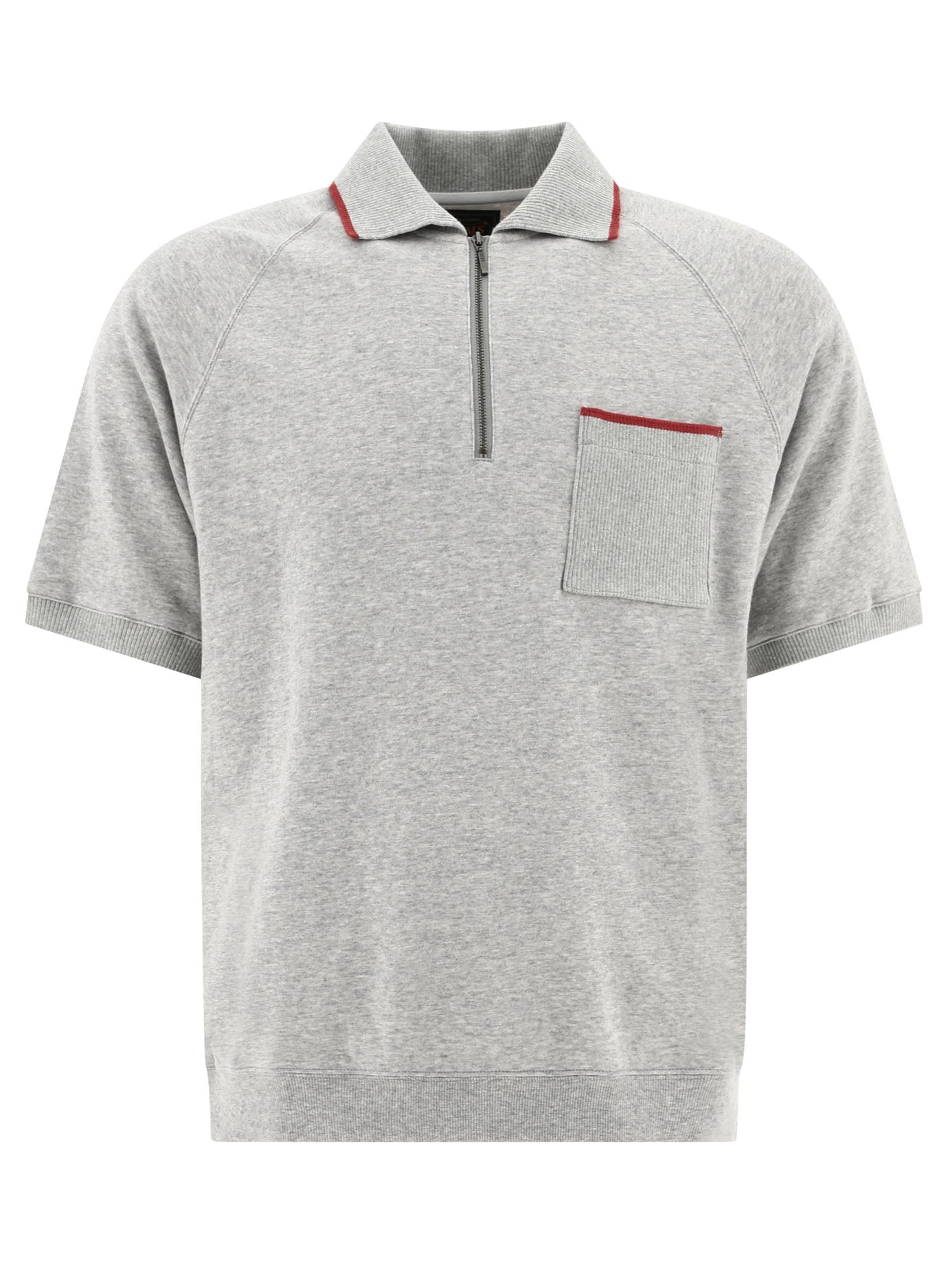 Beams Plus-Half-Zip Polo Shirt Polo Shirts Grey-Uomo