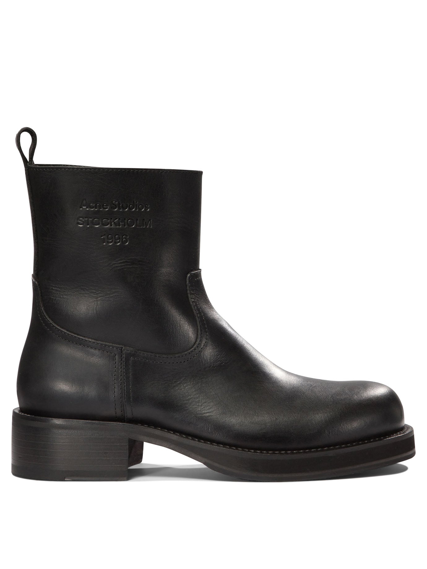 Acne Studios-Leather Waxed Stivali E Stivaletti Nero-Uomo