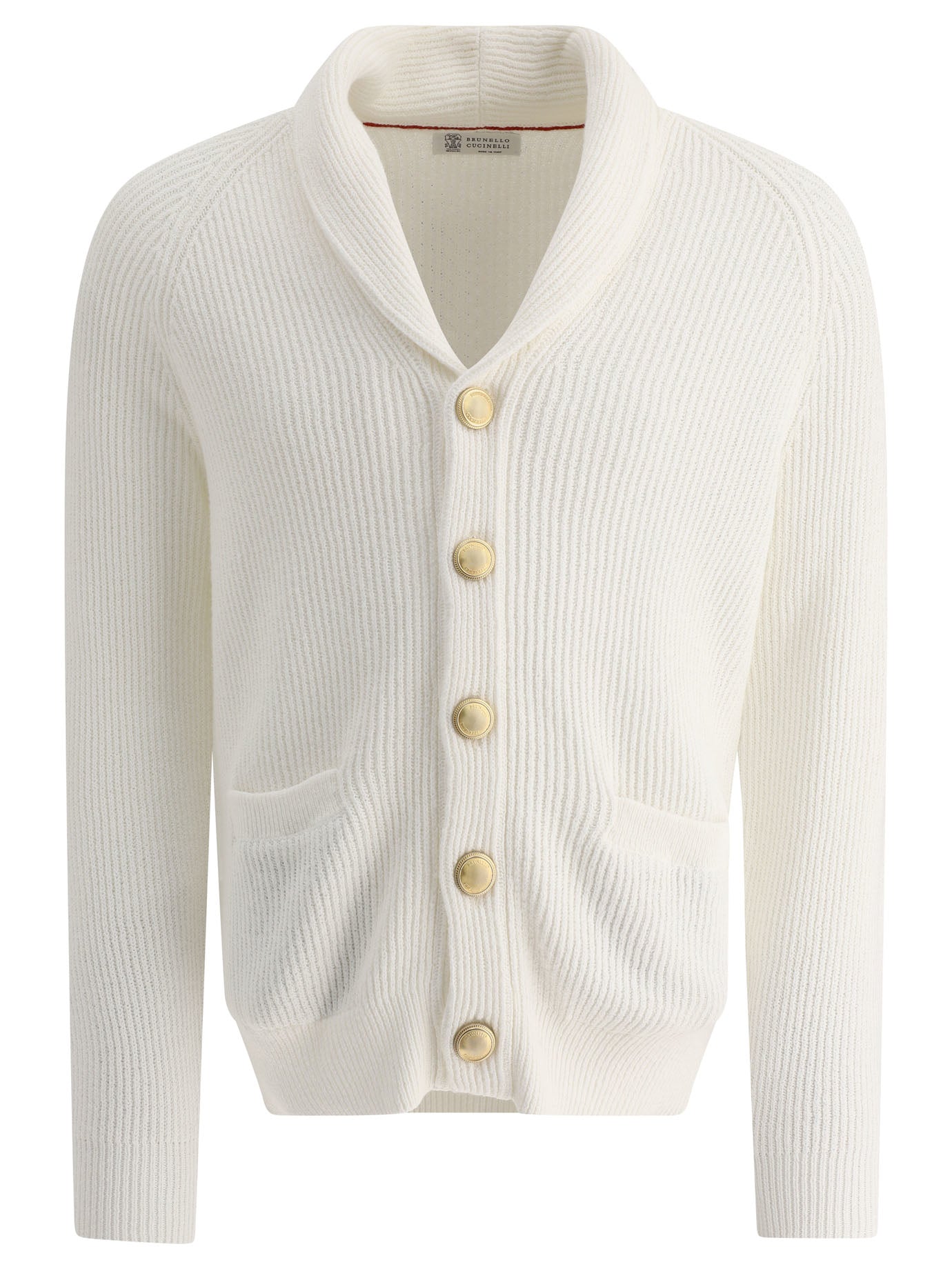 Brunello Cucinelli-Malfilé Cotton Cardigan Knitwear Bianco-Uomo