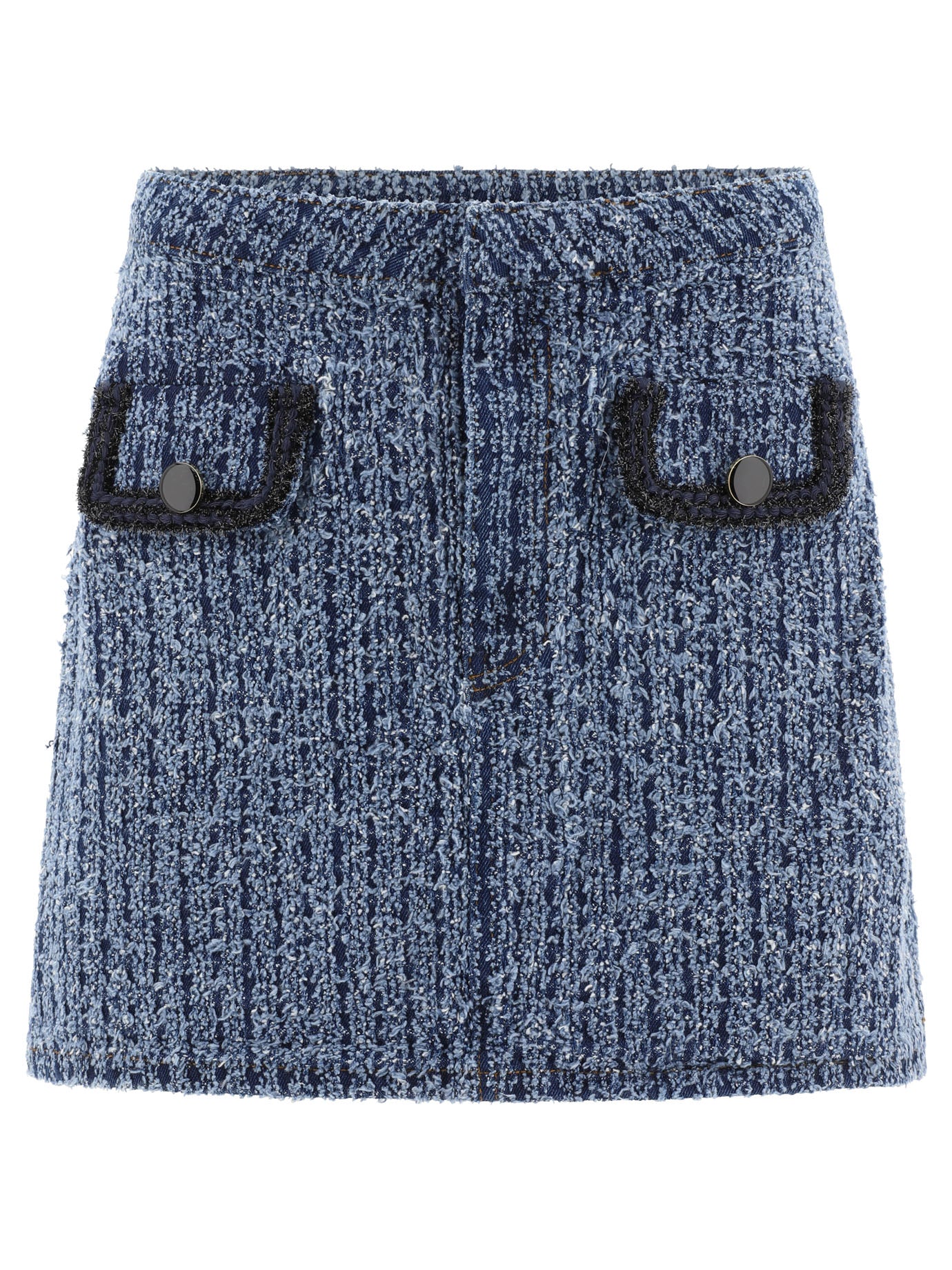 Self-Portrait-Textured Denim Skirt Gonne Blu-Donna