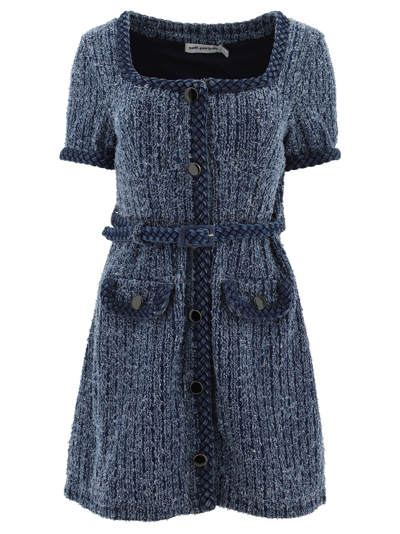 Self-Portrait-Textured Denim Dress Abiti Blu-Donna