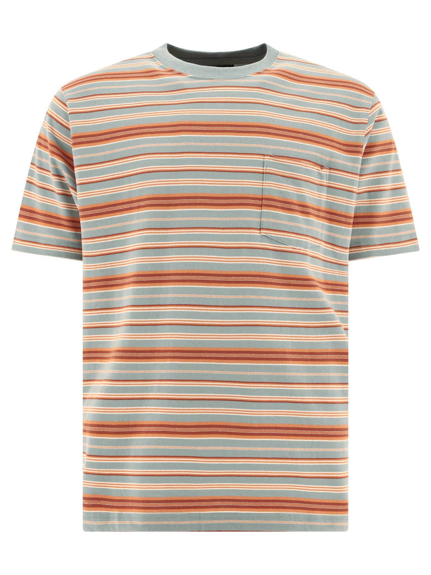 Beams Plus-Multi Stripe Pocket T-Shirts Grey-Uomo