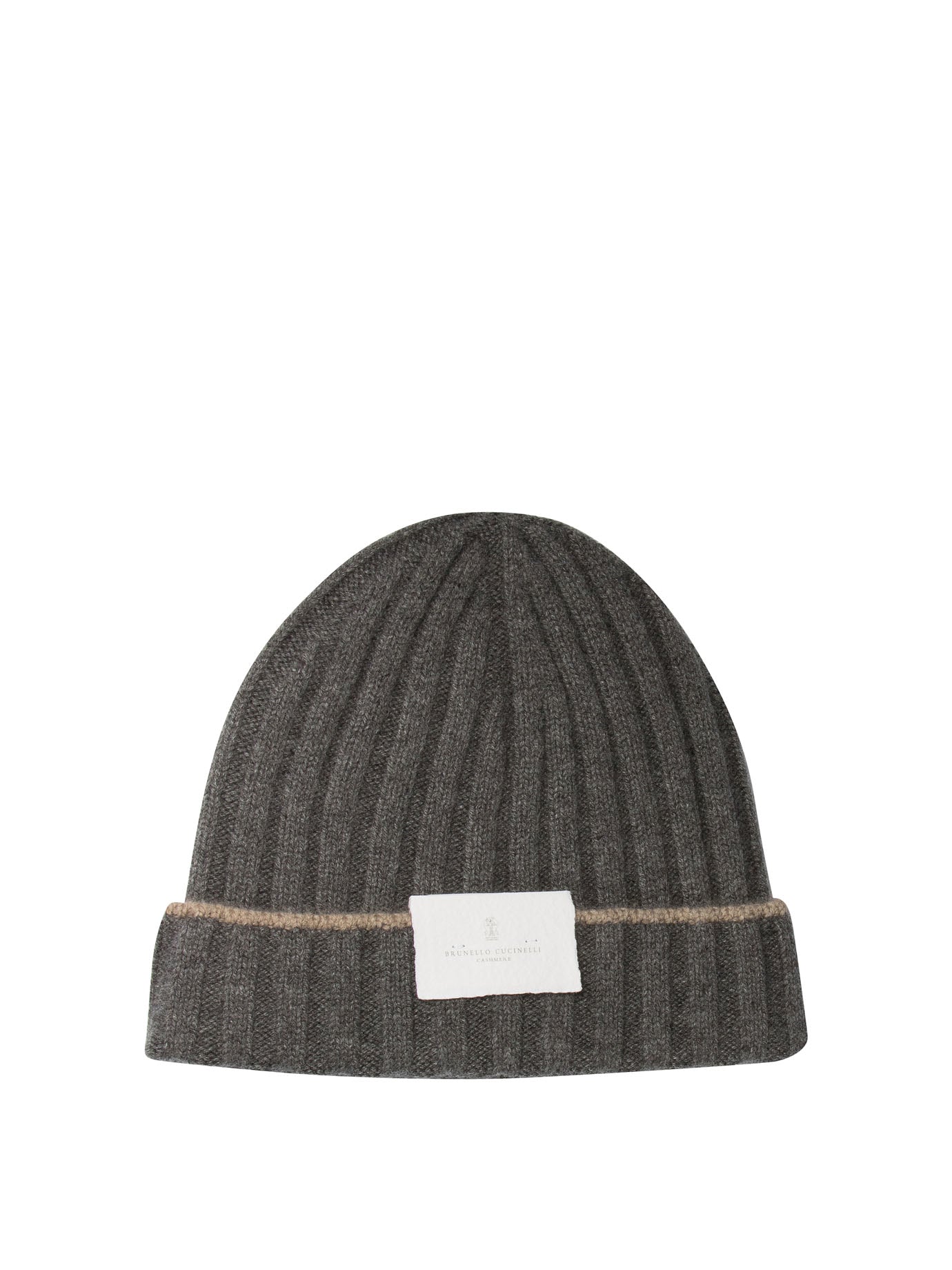 Brunello Cucinelli-Ribbed Cashmere Knit Beanie Cappelli Grey-Uomo