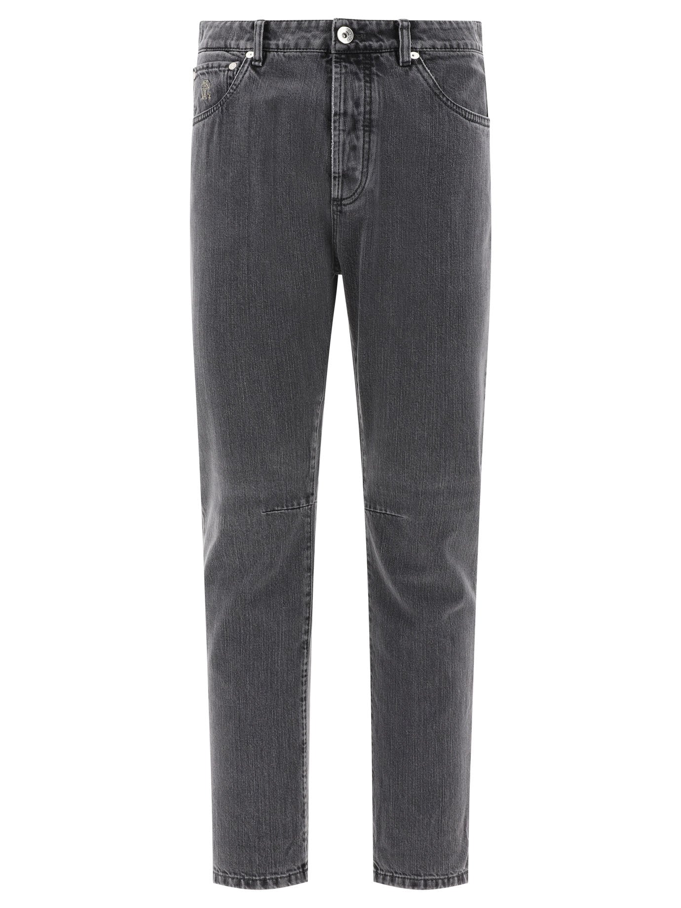 Brunello Cucinelli-Straight-Leg Jeans Grey-Uomo