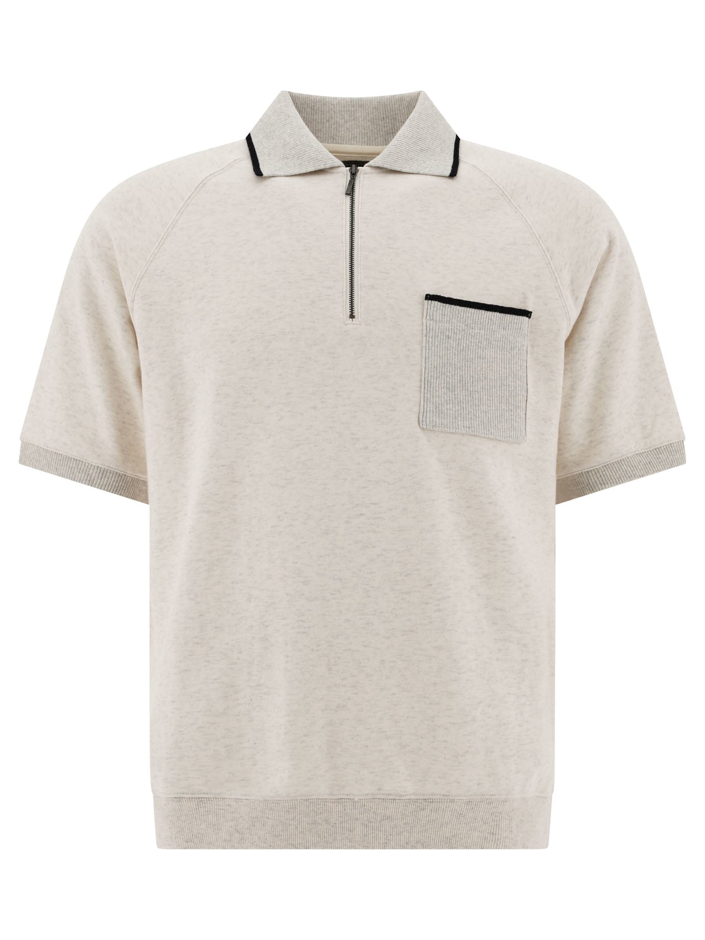 Beams Plus-Half-Zip Polo Shirt Polo Shirts Beige-Uomo