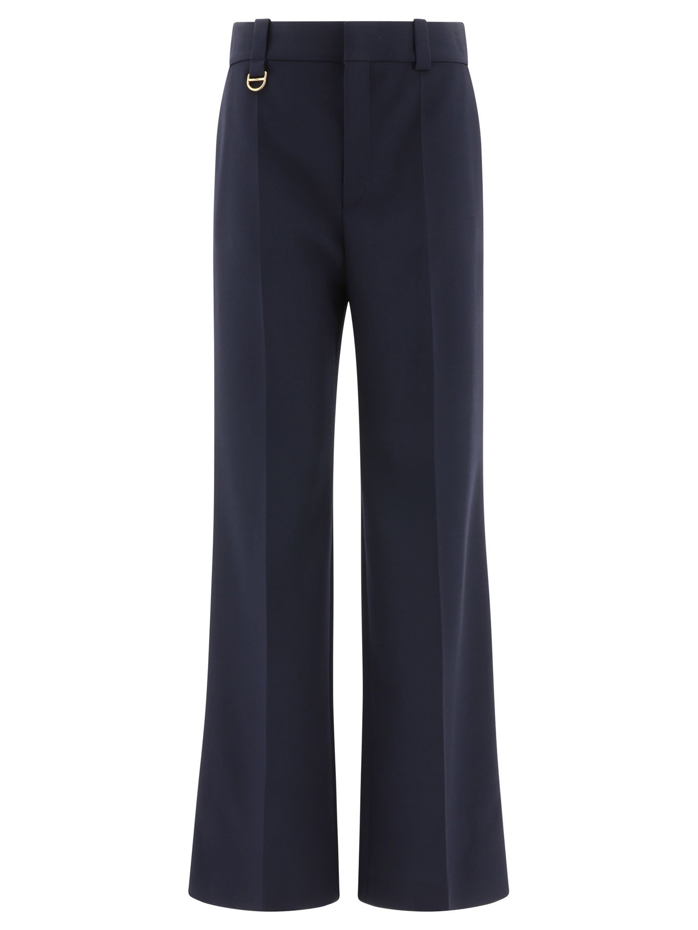 Chloé-Tailored In Wool Grain De Poudre Trousers Blu-Donna