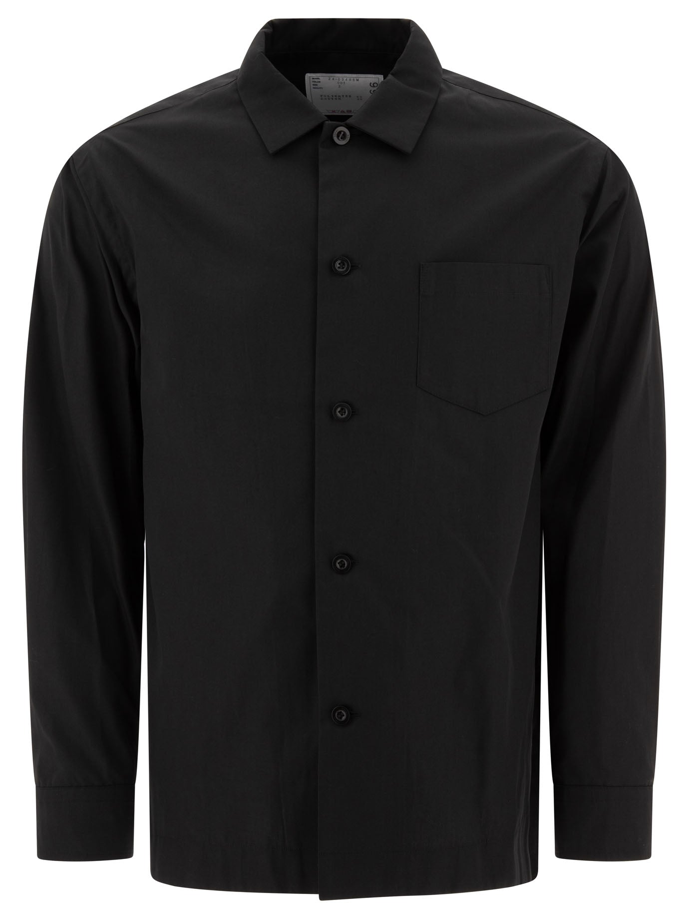 Sacai-Camicia Con Taschino Shirts Nero-Uomo