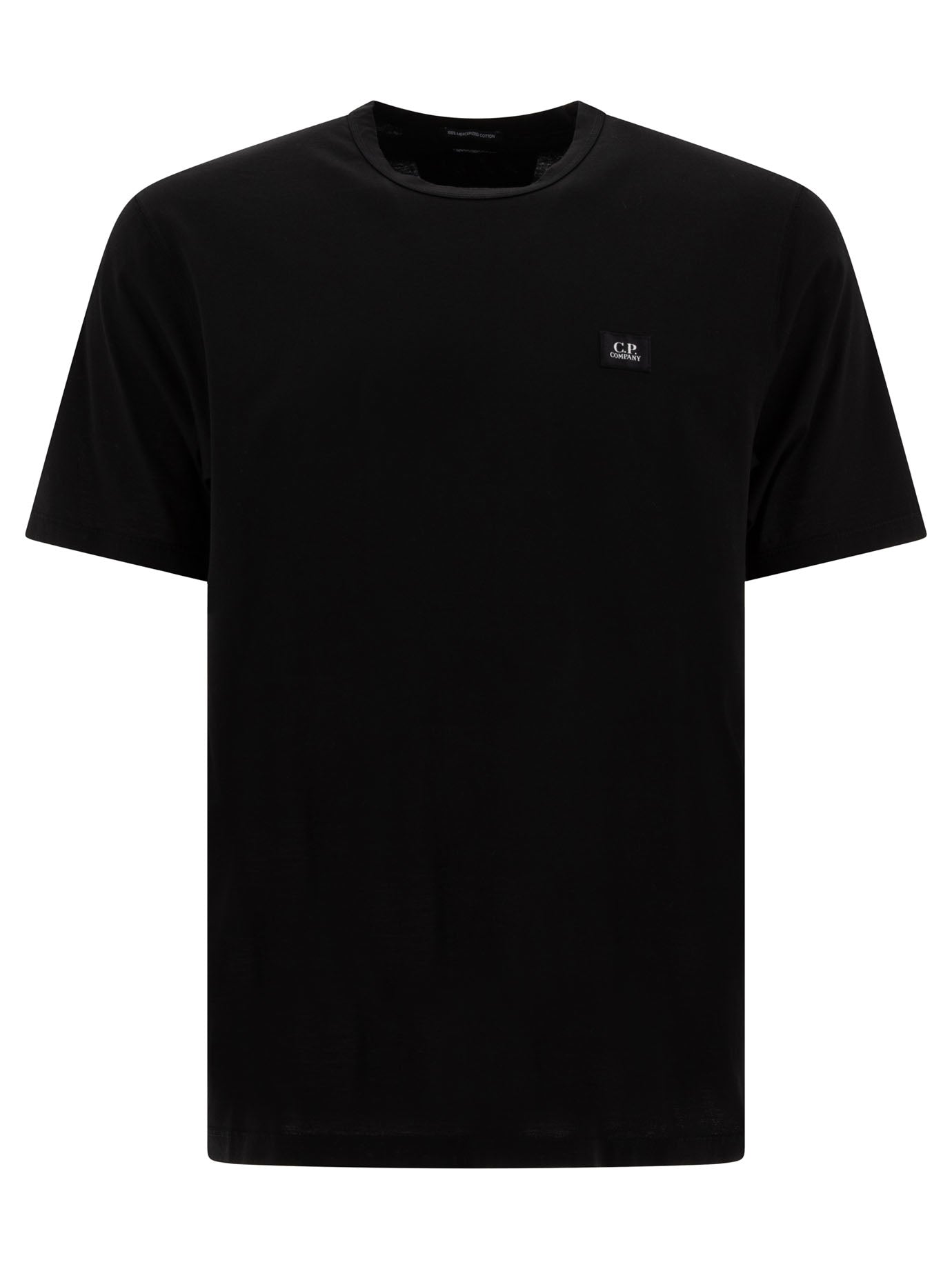 C. P. Company-T-Shirt With Logo Patch T-Shirts Nero-Uomo