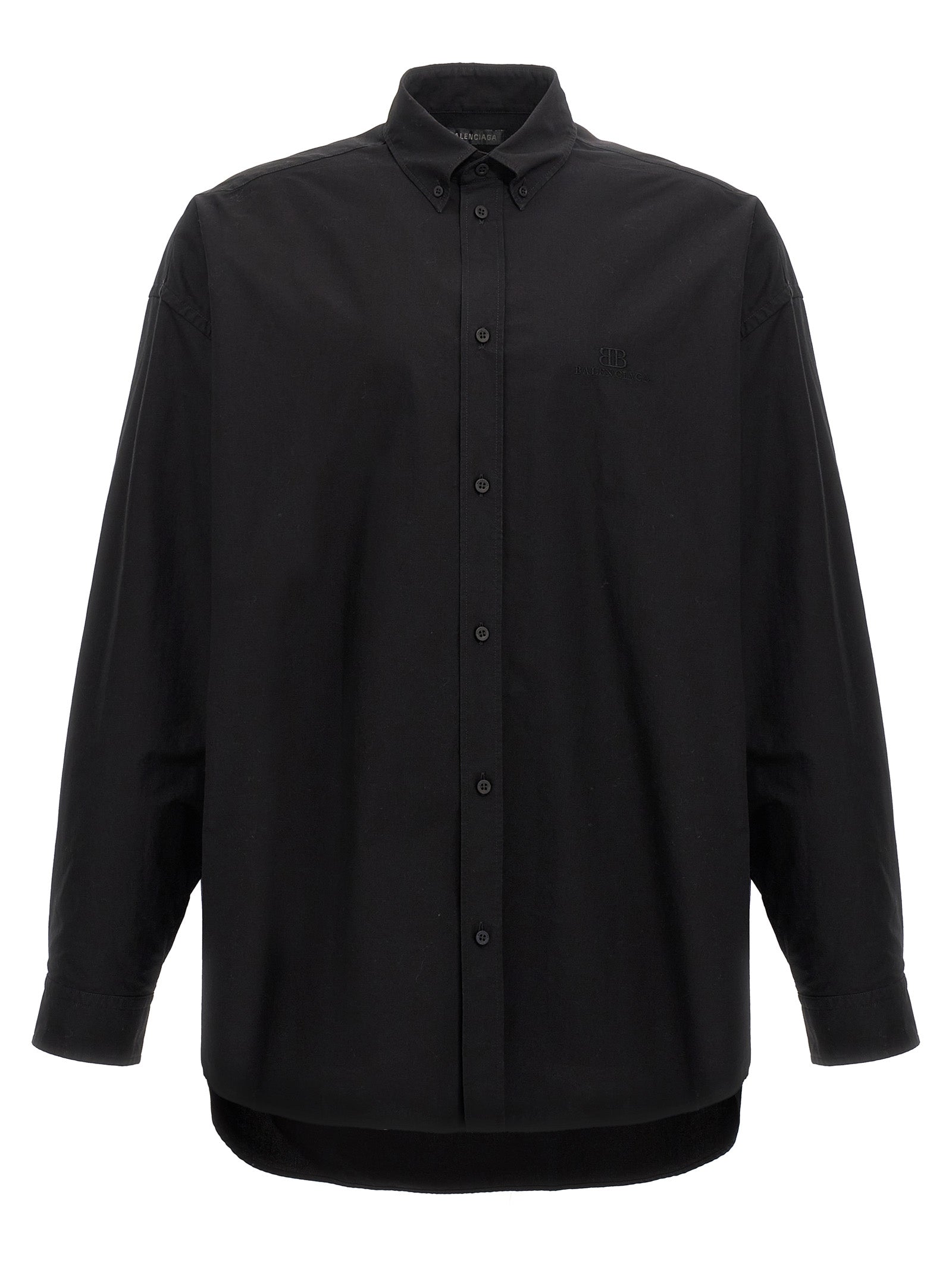 Balenciaga-Logo Embroidery Shirt Camicie Nero-Uomo